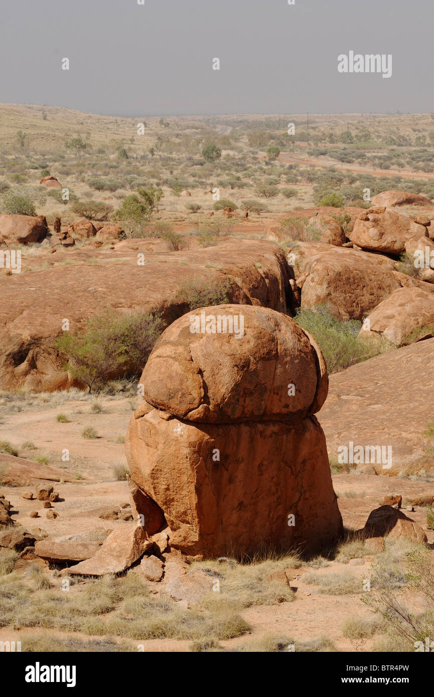 Australia, Devils Marbles Conservation Reserve, View of boulder and landscape Stock Photo