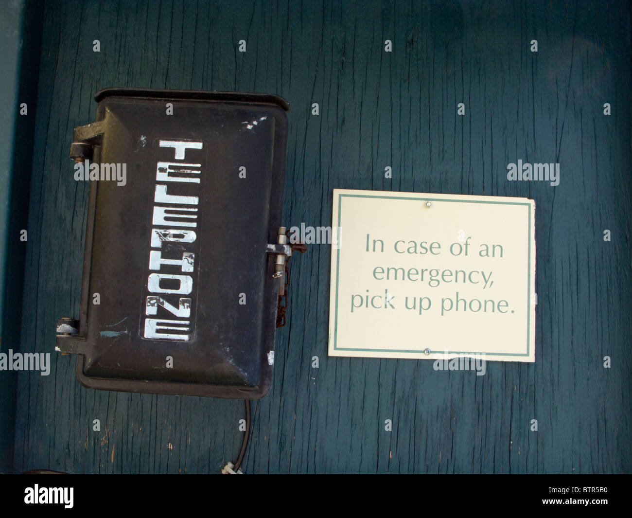 OLD EMERGENCY TELEPHONE OUTDOORS Stock Photo