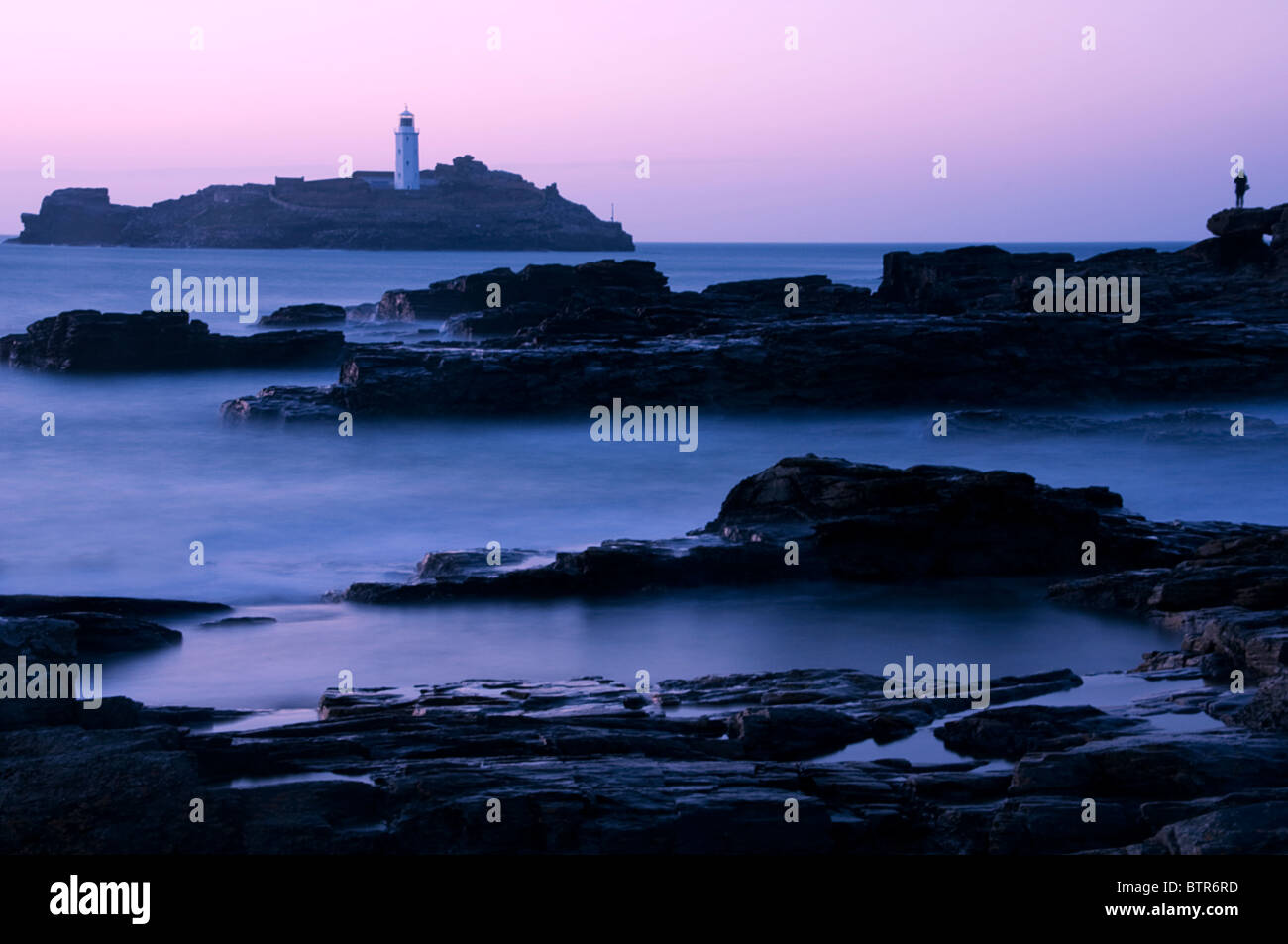 coastal scene in godrevy cornwall Stock Photo - Alamy