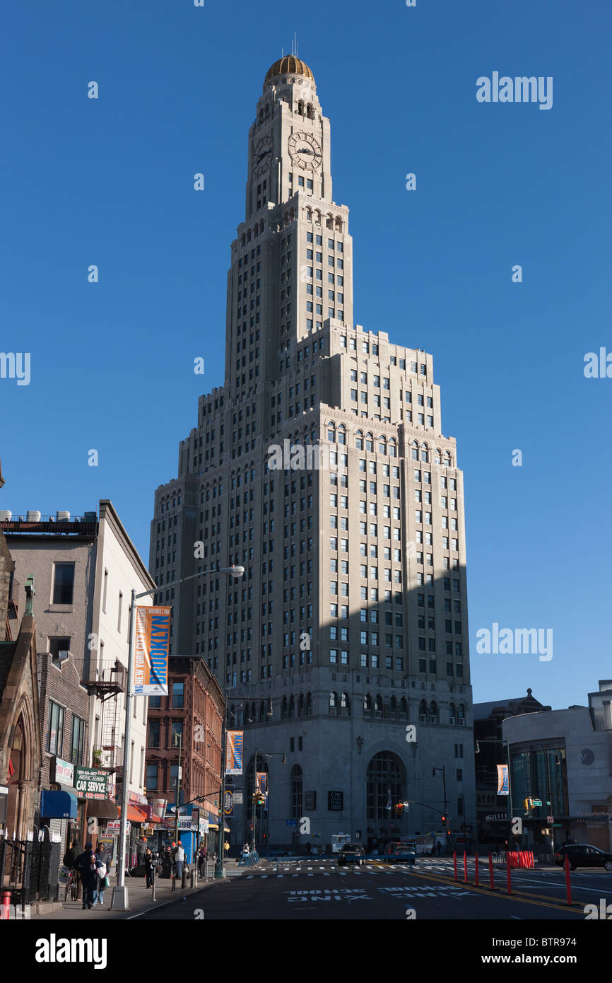 The Williamsburgh Savings Bank Tower (1 Hanson Place) in the Fort Greene section of Brooklyn, New York. Stock Photo