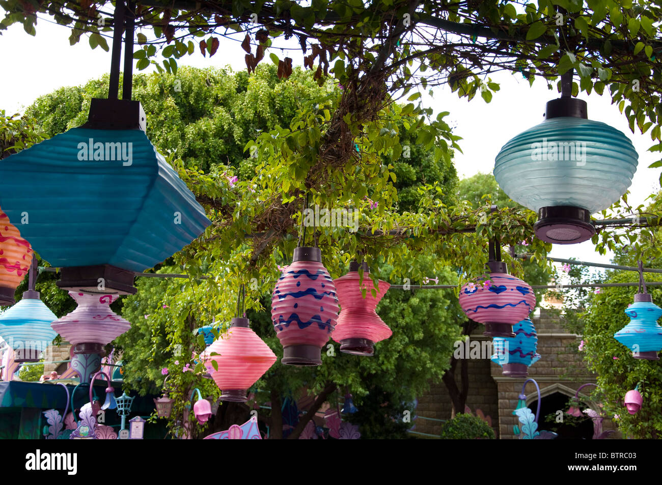 Lanterns at Disneyland Amusement Park in California USA Stock Photo Alamy