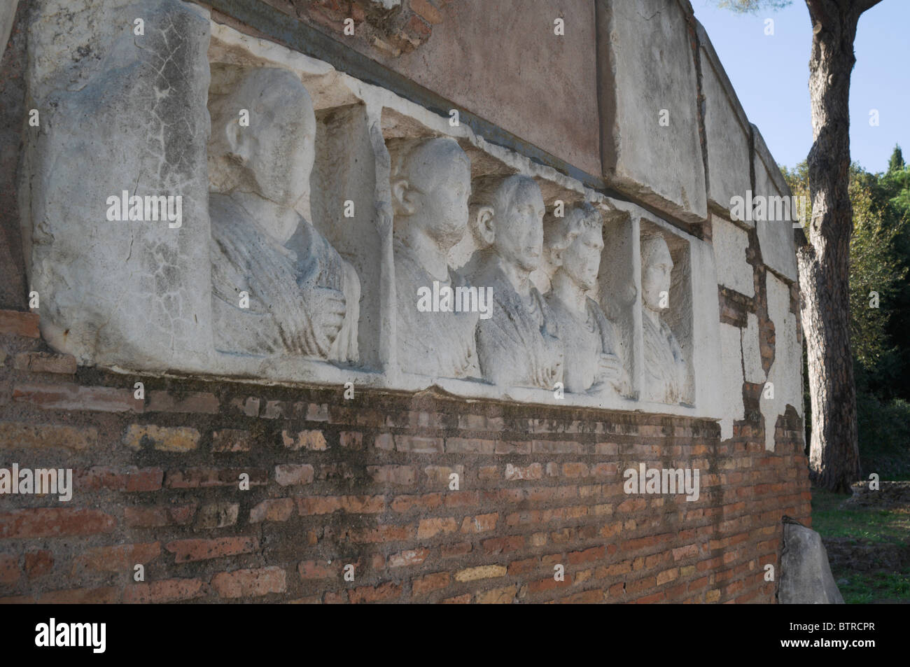 Appian Way (Appia Antica) tomb bas relief close-up Stock Photo