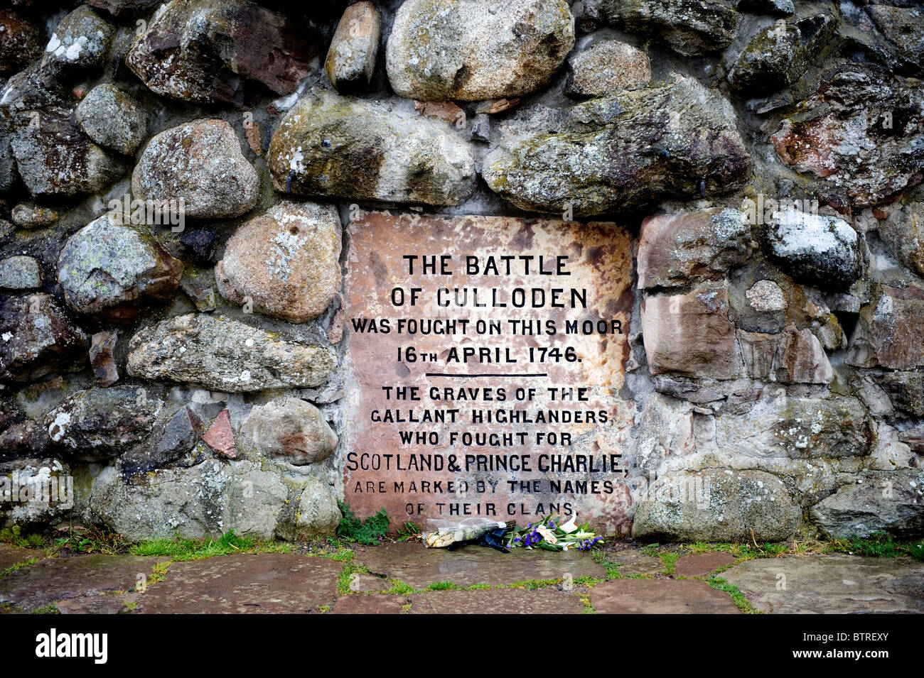 The Culloden Battlefield near Inverness, Scotland where on 16 April 1746 Bonnie Prince Charlie and the Jacobite cause was defea Stock Photo
