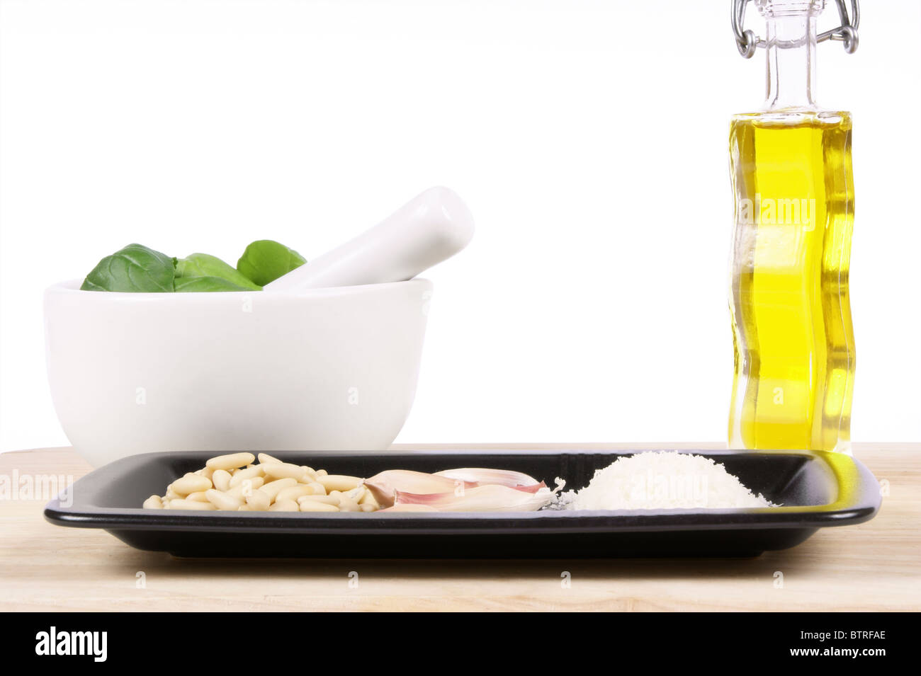 Ingredients for the authentic italian "pesto alla genovese" sauce Stock