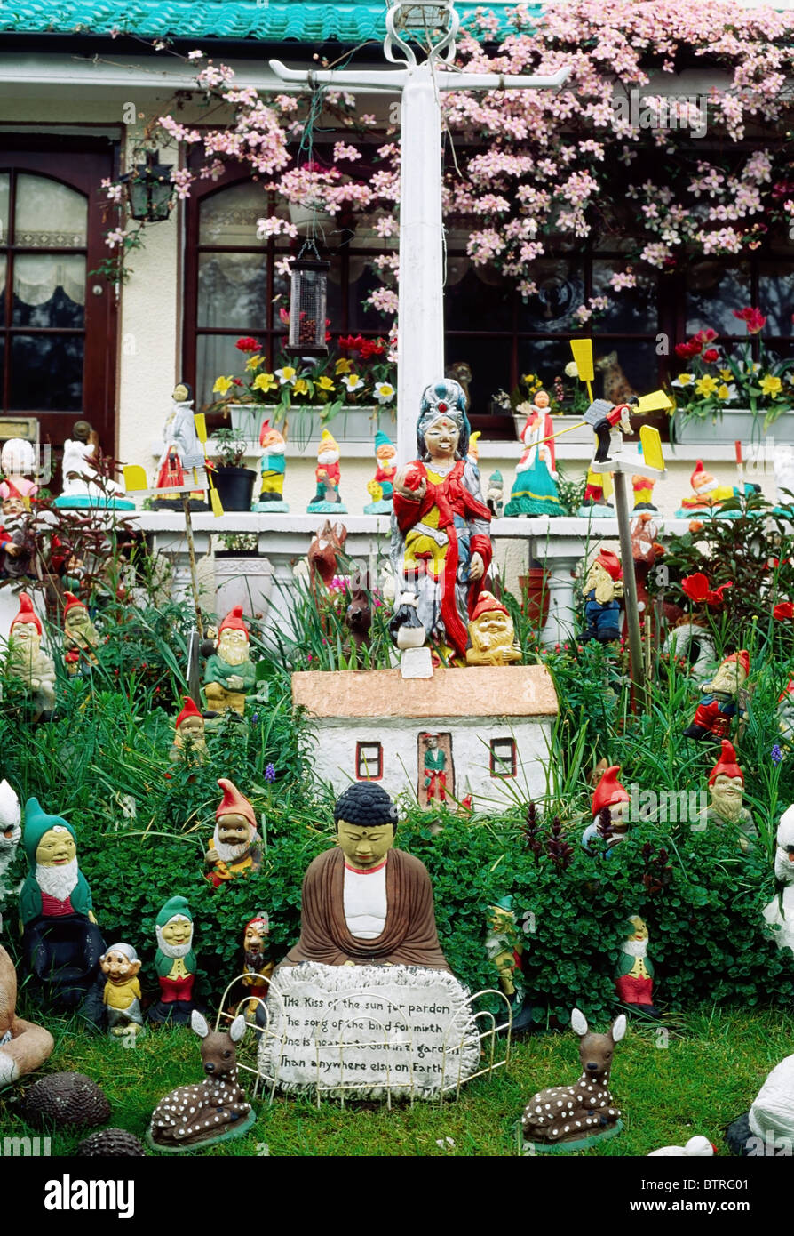 Dublin, Ireland; Eccentric Garden With Gnomes Stock Photo Alamy