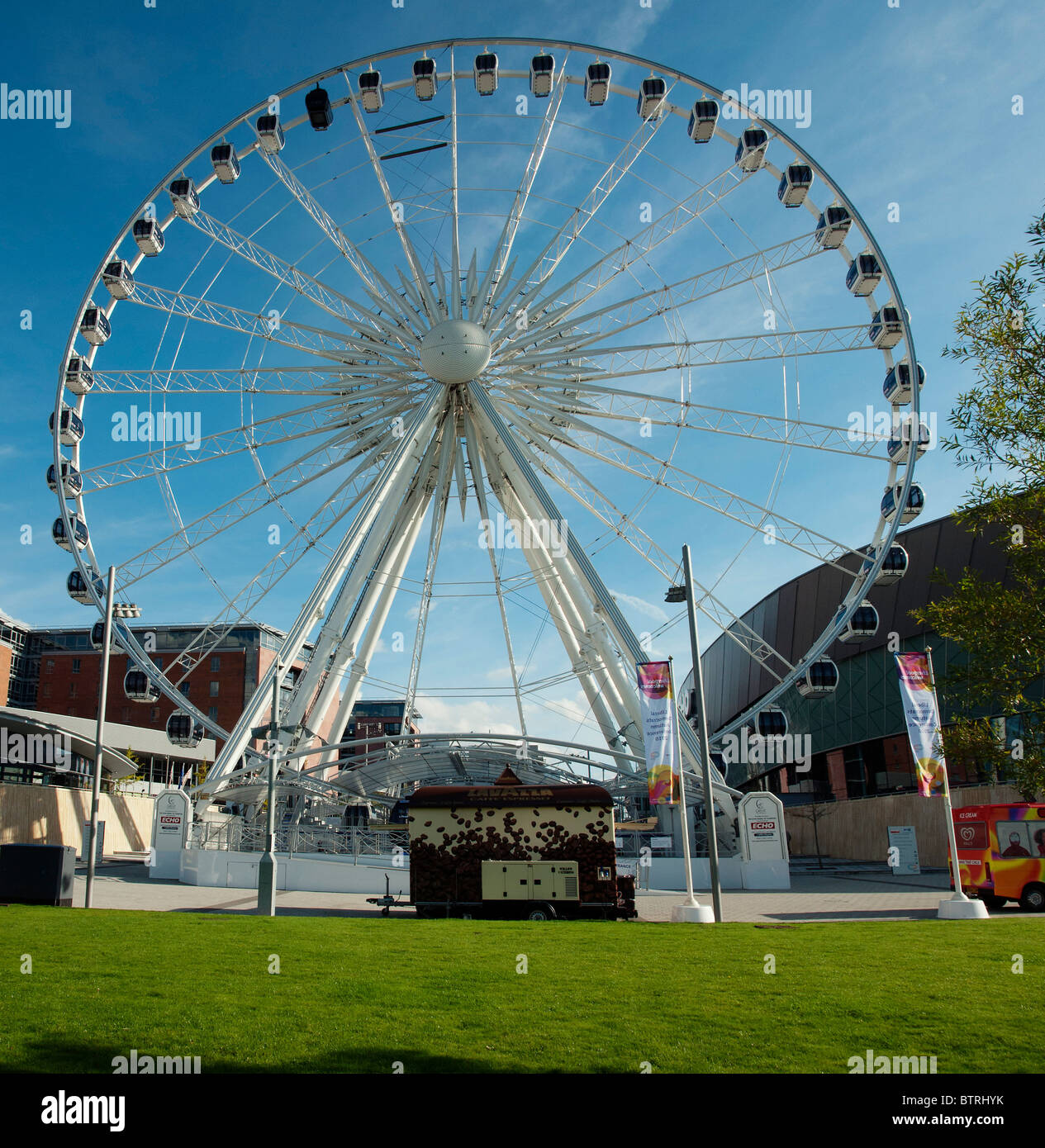 Big wheel at Albert Dock Liverpool Stock Photo