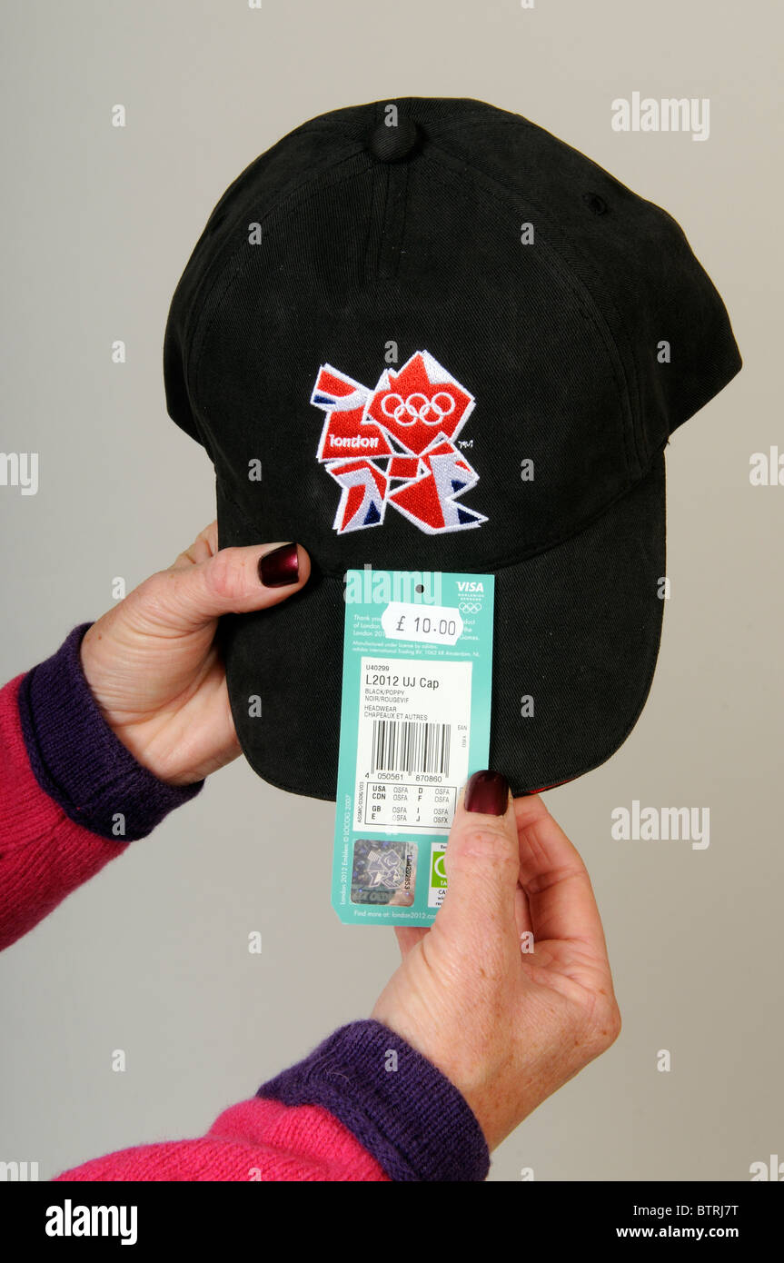 Price tag on an official souvenir cap for the London 2012 Olympics Stock Photo Alamy