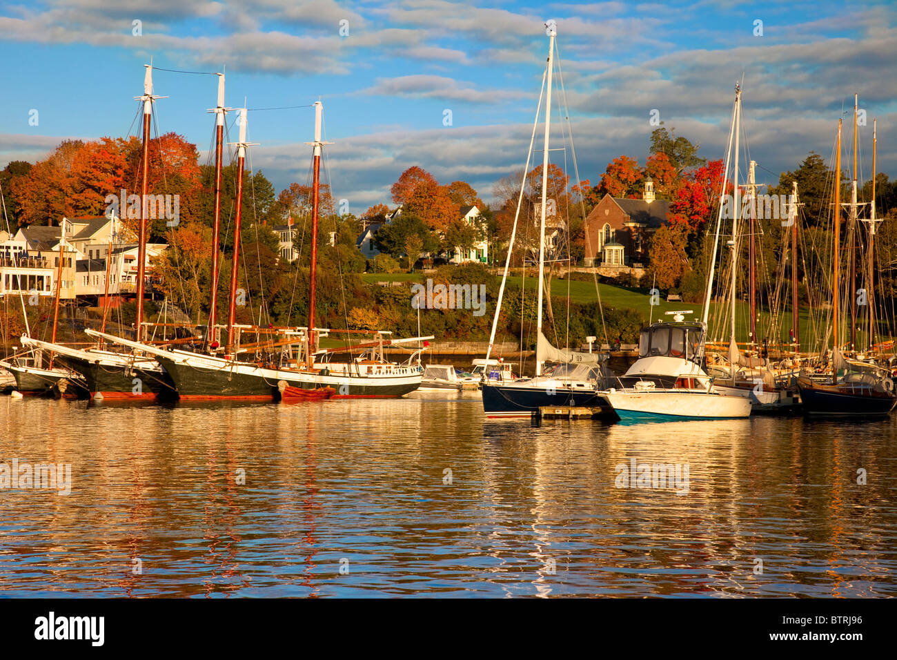 Autumn morning in the Harbor at Camden Maine USA Stock Photo