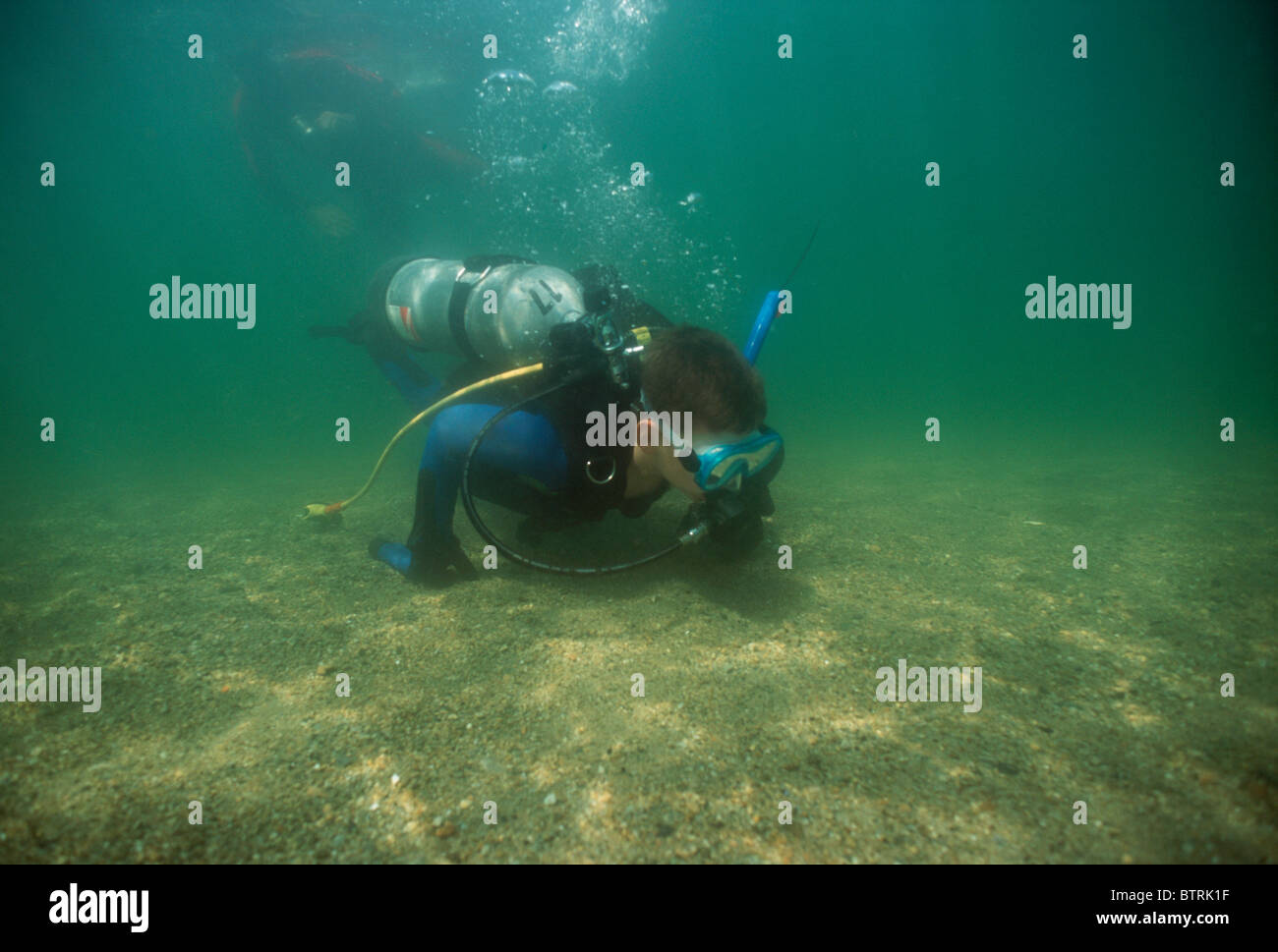 Nine year old scuba diving. Plum Cove Gloucester, Massachusetts