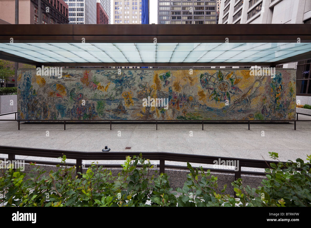 east side of Four Seasons mosaic by Marc Chagall, Chase Tower Plaza, Chicago, Illinois, USA Stock Photo