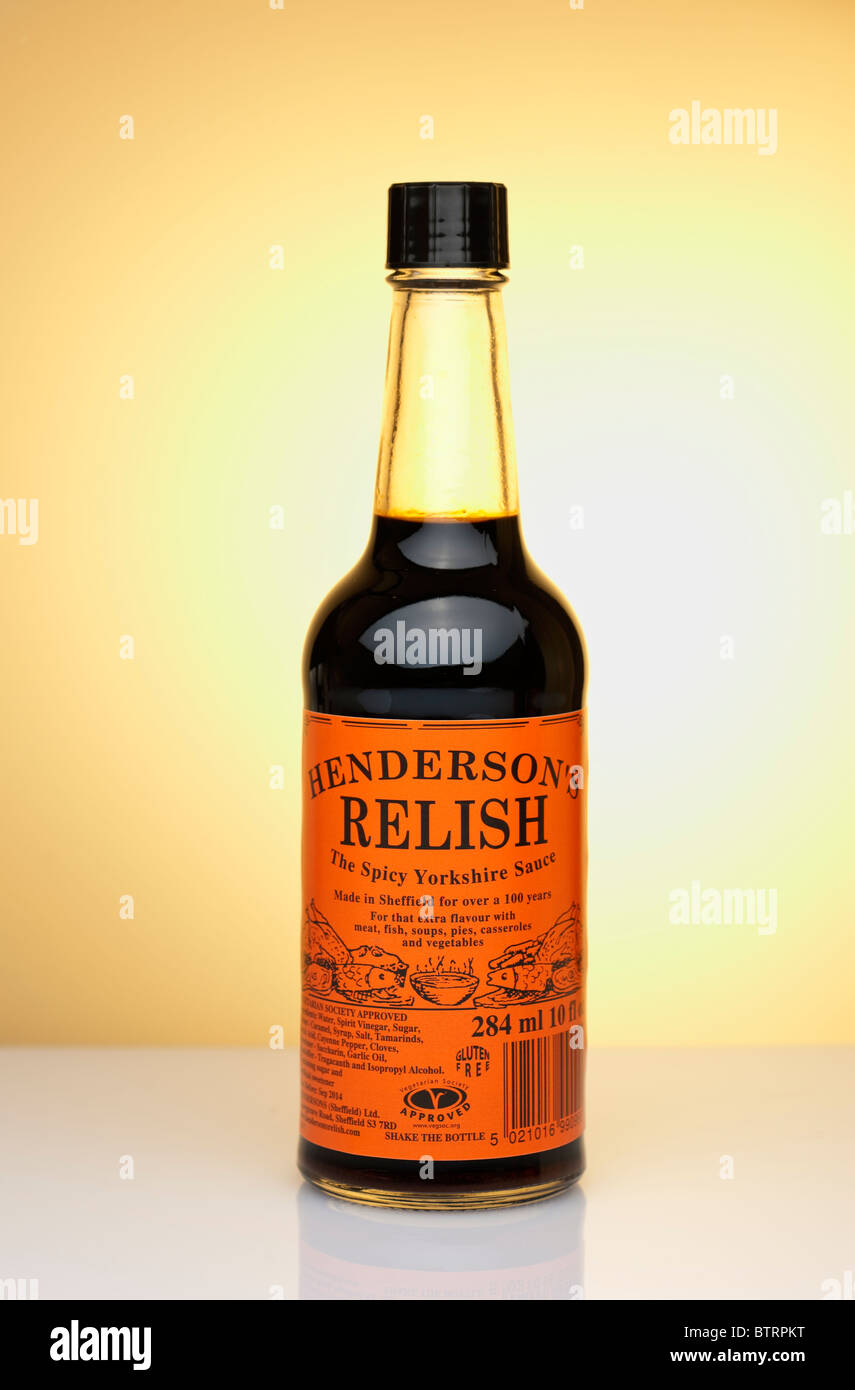 284m ml bottle of Henderson's Relish Stock Photo