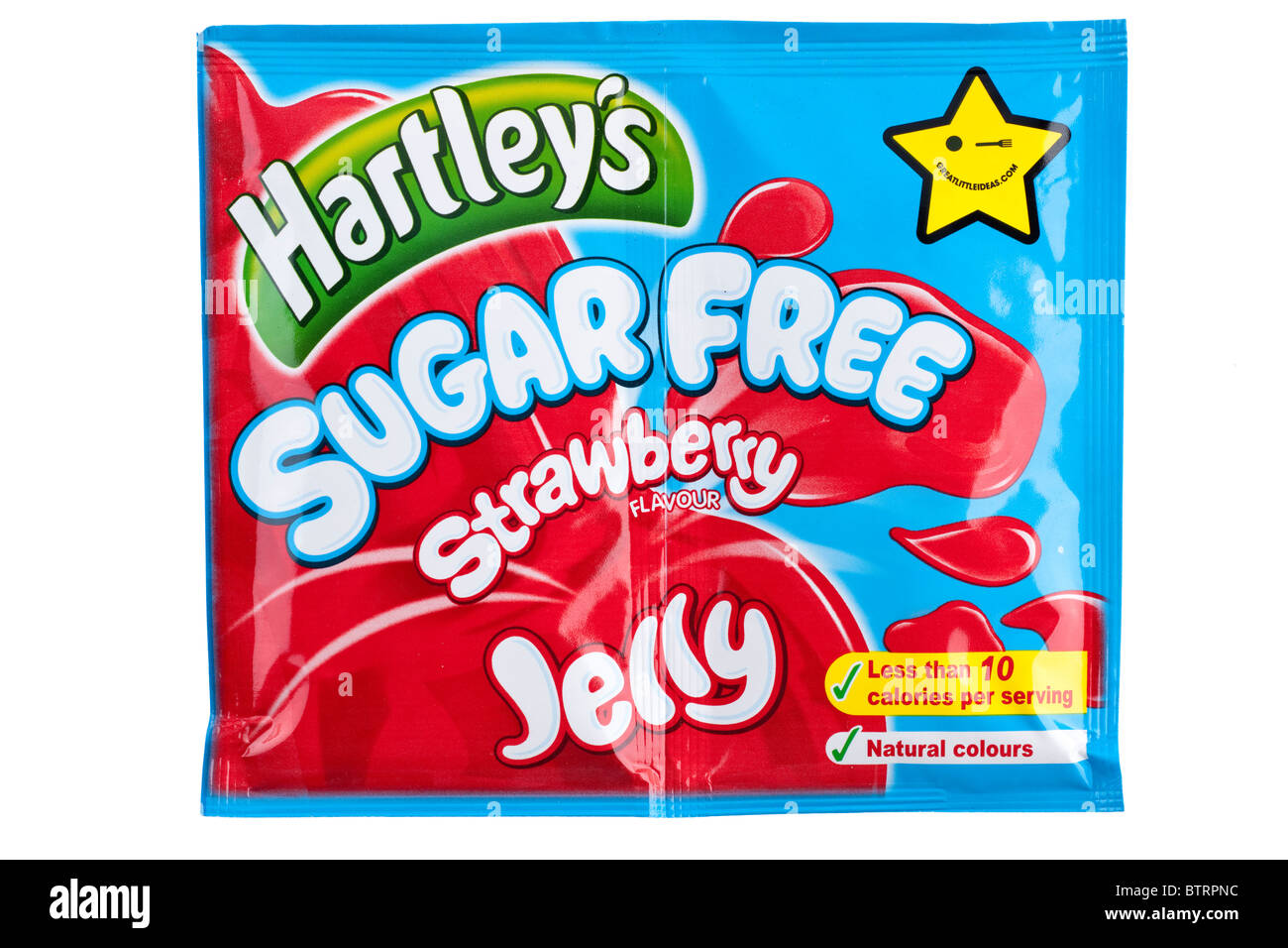 Two sachets of Hartley's sugar free strawberry flavoured jelly Stock Photo