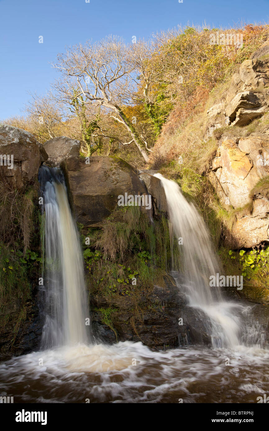 Waterfalls at Hayburn Wyke near Scarborough, North Yorkshire. Stock Photo