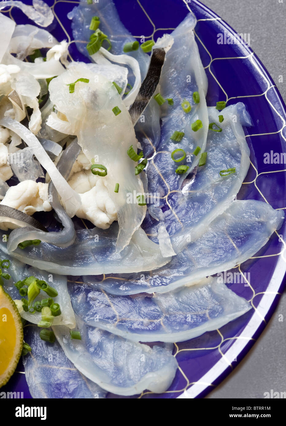 Plate of Fugu or Pufferfish in Tolkyo Japan Stock Photo