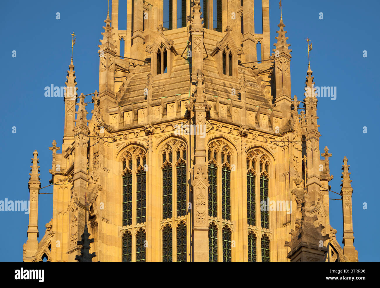 The central tower at the house of parliament bathed in sunset light, london, england Stock Photo