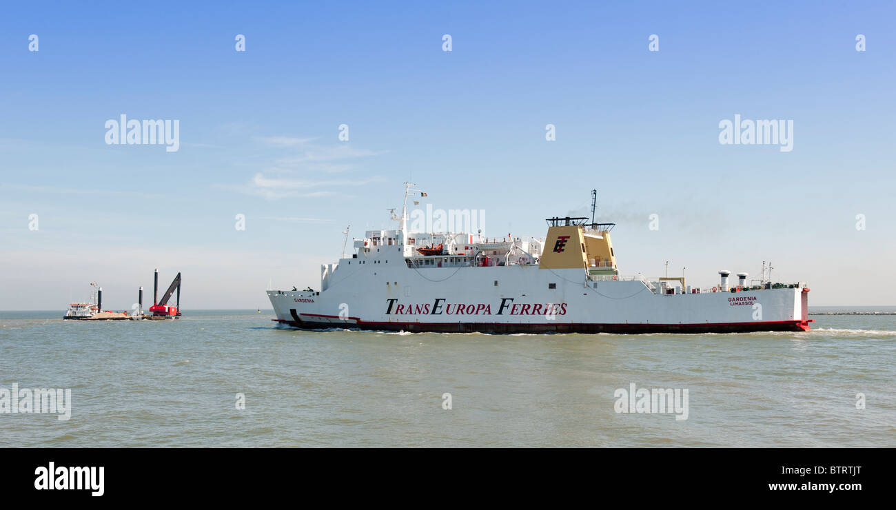 Ferry boat leaving Ostend Harbor, Belgium Stock Photo Alamy