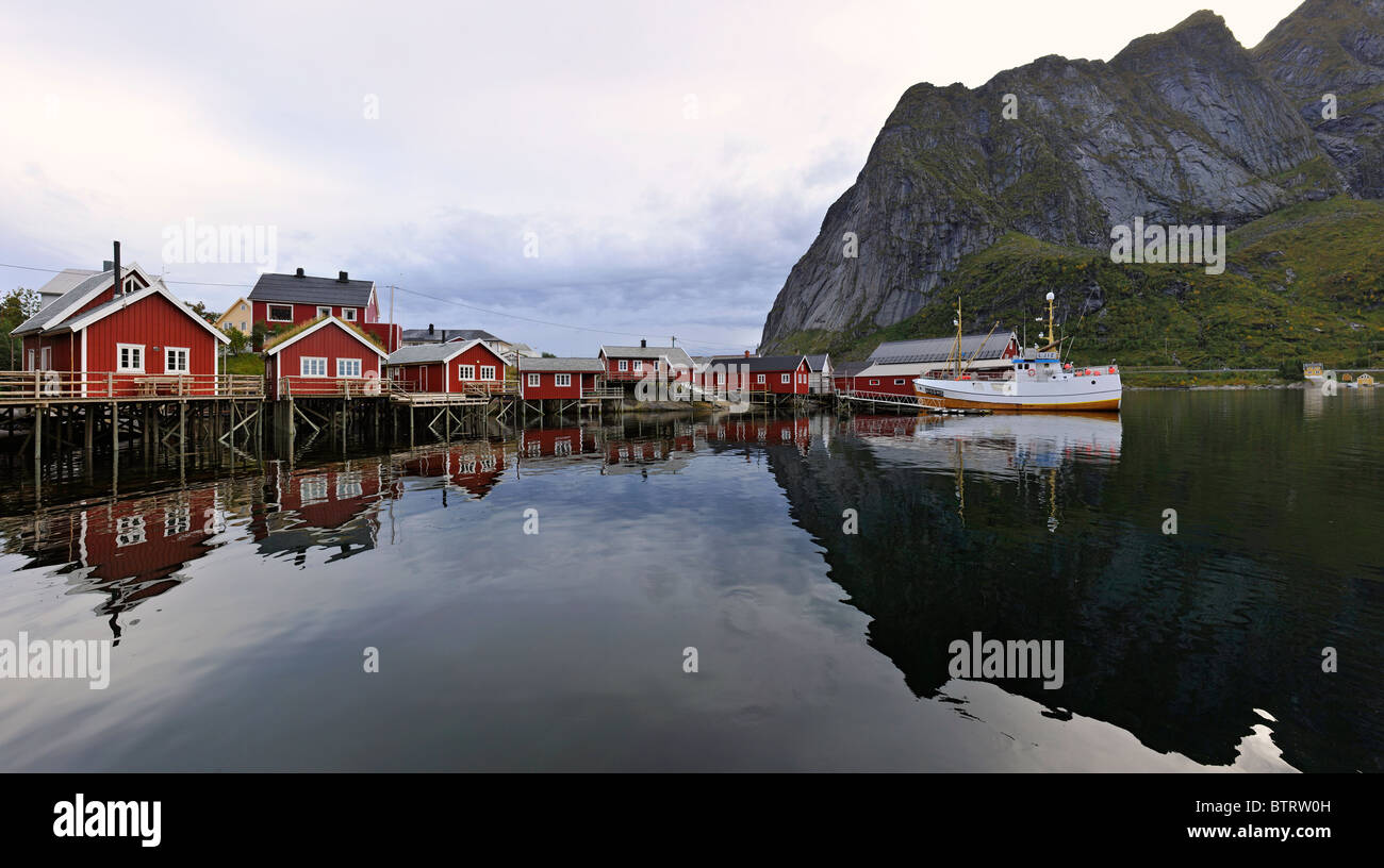 Rorbu at Reine, Moskenes in Lofoten islands, North Norway Stock Photo