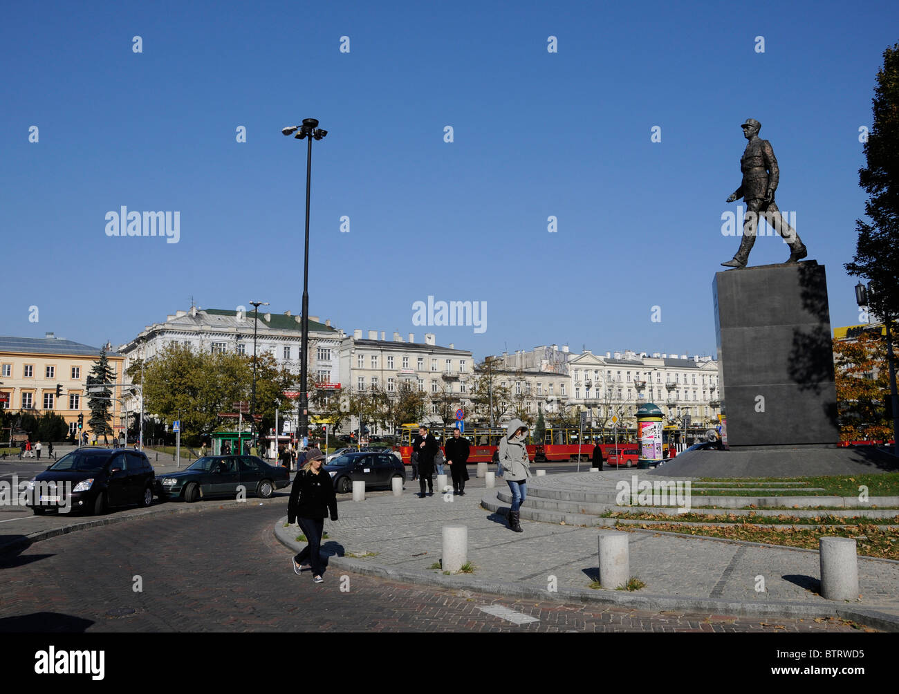 Statue of French World War II hero general Charles de Gaulle on display in Warsaw, Poland. Stock Photo