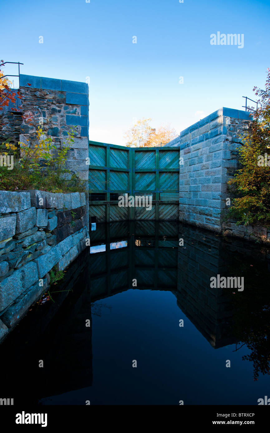 A partially restored lifting lock on the historic Shubie Canal in