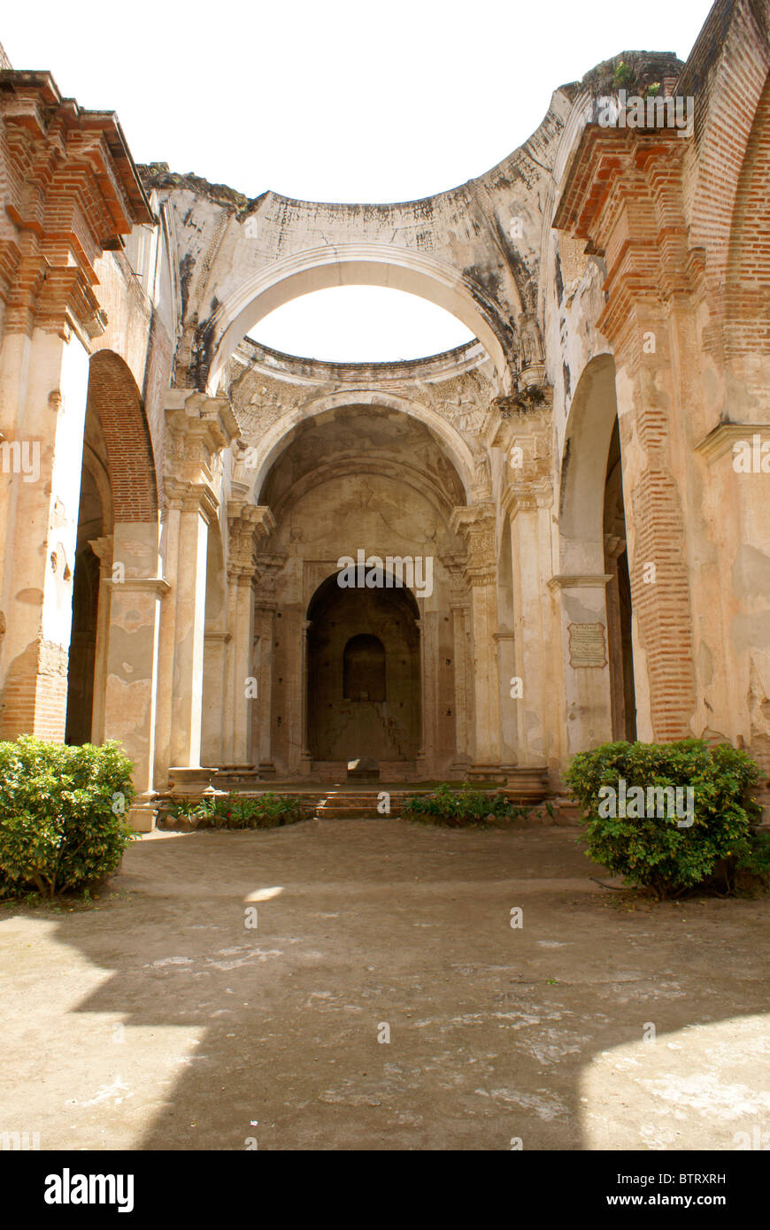 Ruins of the Spanish colonial Cathedral in Antigua, Guatemala. Antigua is a UNESCO World heritage site. Stock Photo