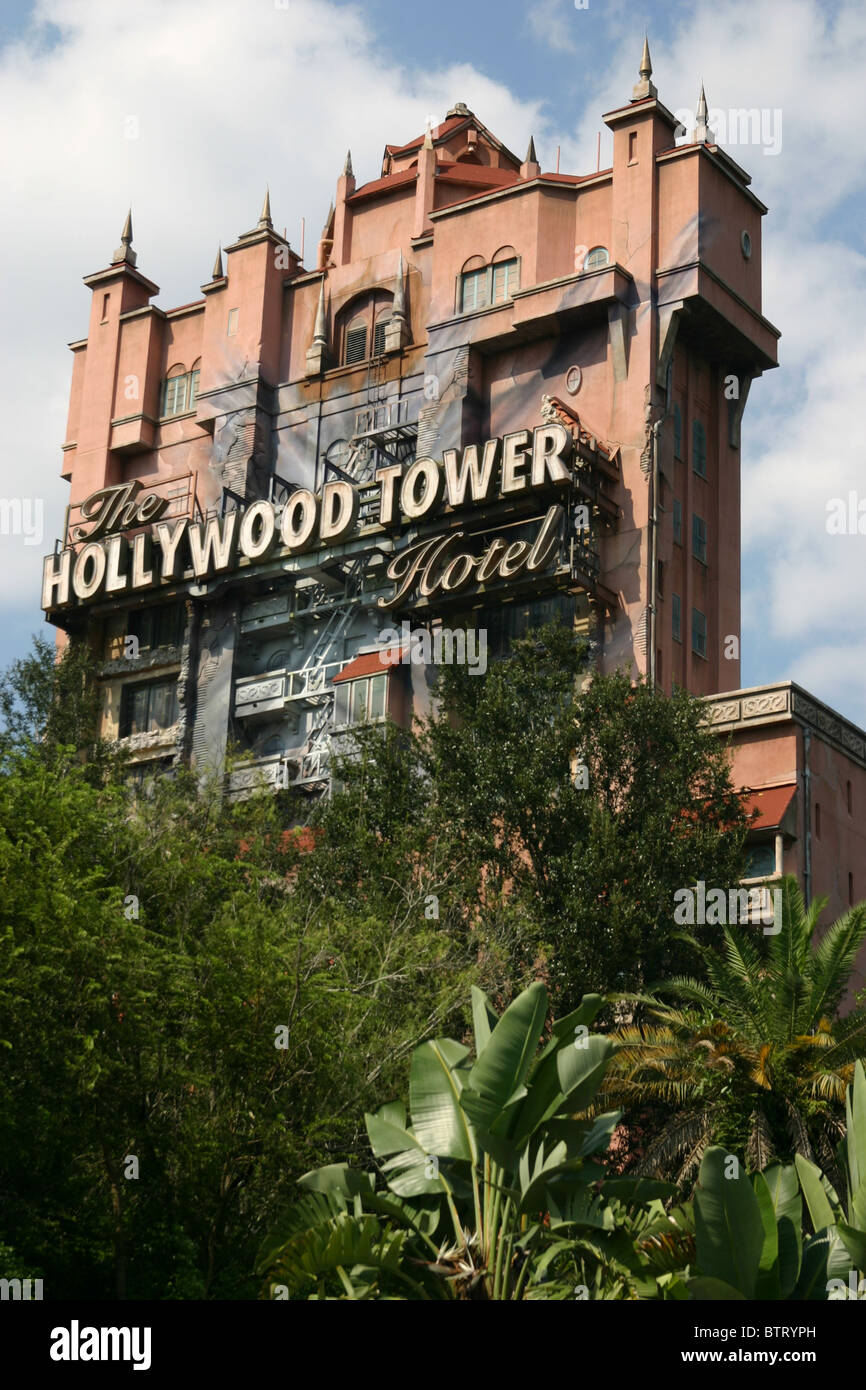 The Hollywood Tower of Terror hotel ride at MGM studios, Disney World, Orlando, Florida, USA Stock Photo