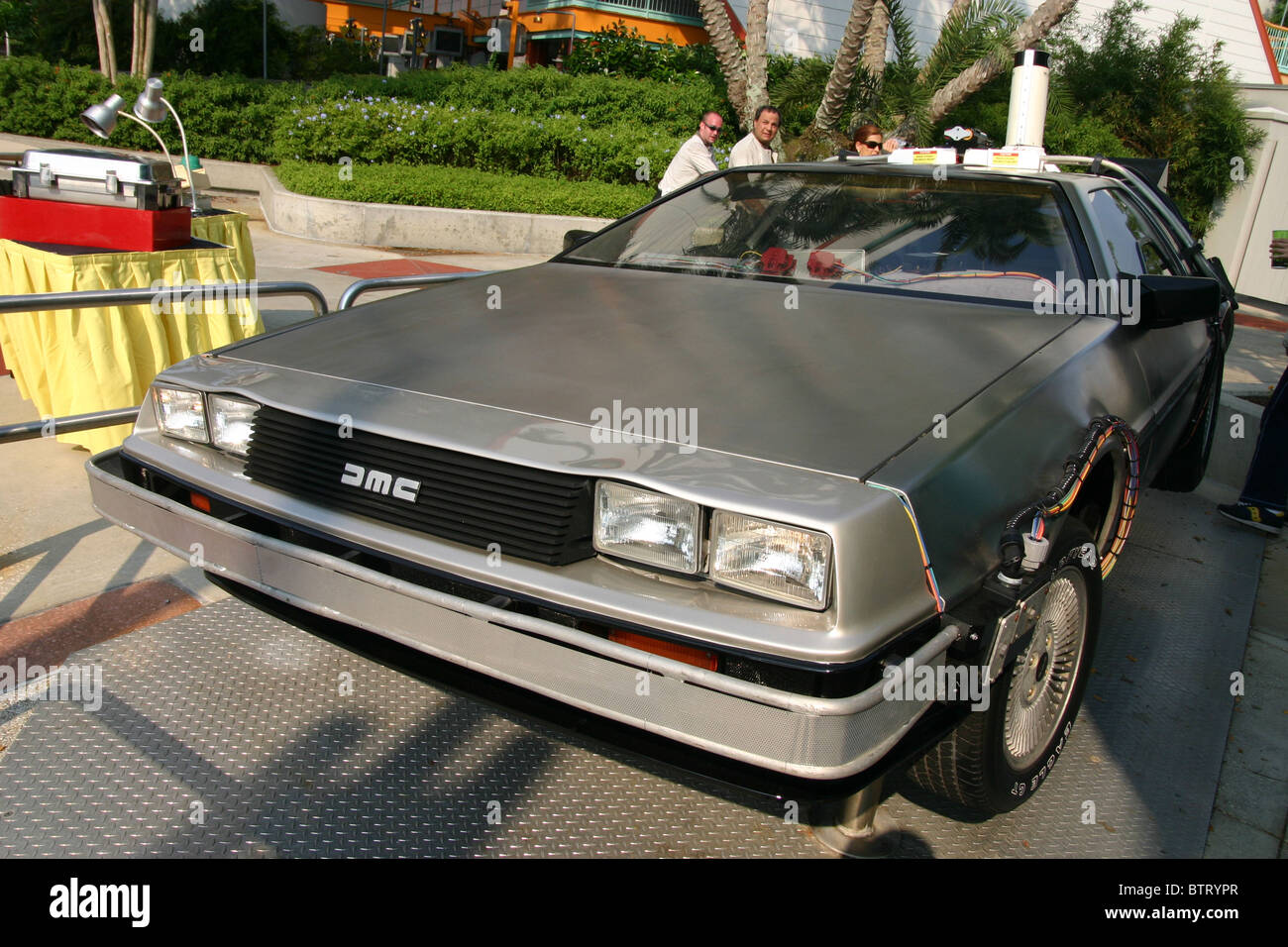 DeLorean car featured in the Back to the Future trilogy at Universal studios. Stock Photo