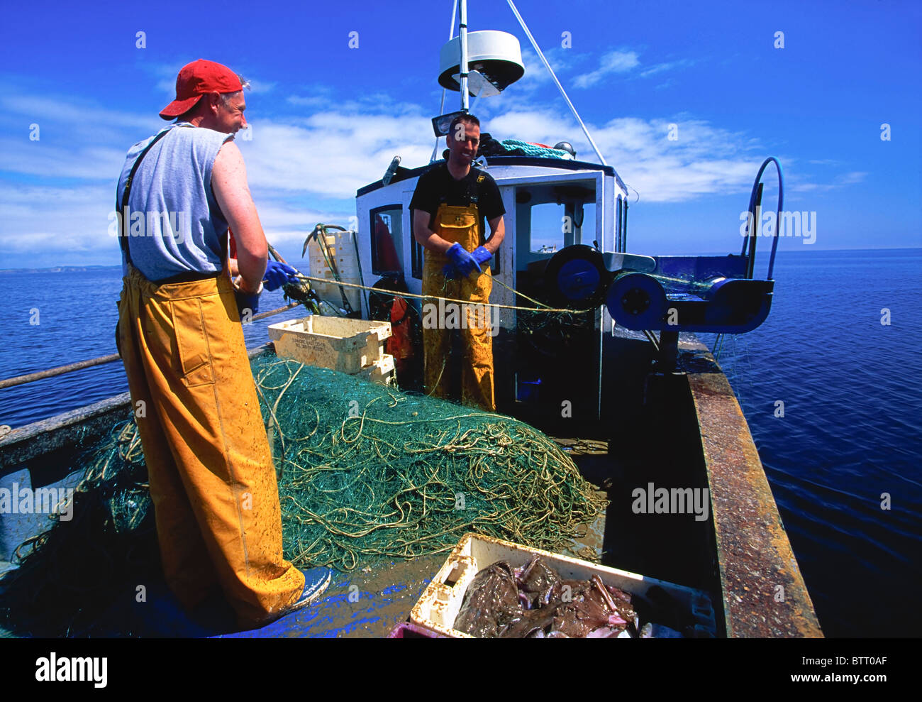Inshore Fishermen, Catching Monk Fish, Co Waterford, Ireland Stock Photo