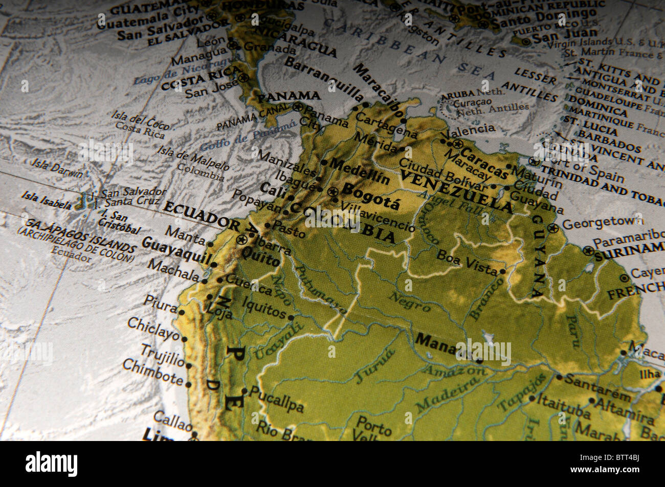 Map of Venezuela and Colombia South America Stock Photo