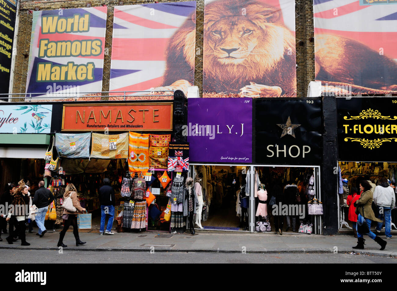 Shops along Camden High Street, Camden Town, London, England, UK Stock Photo
