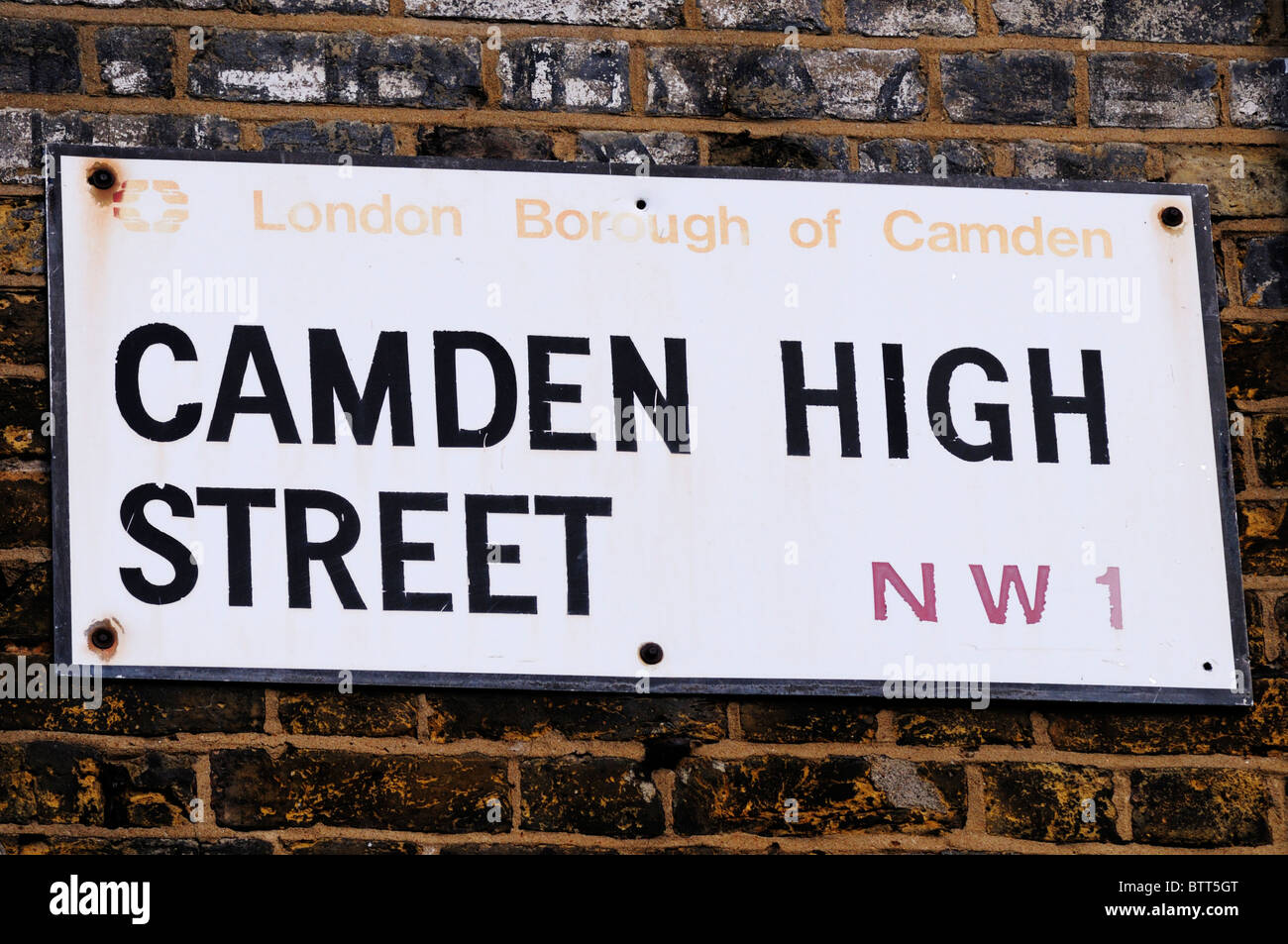 Camden High Street Sign, Camden Town, London, England, UK Stock Photo