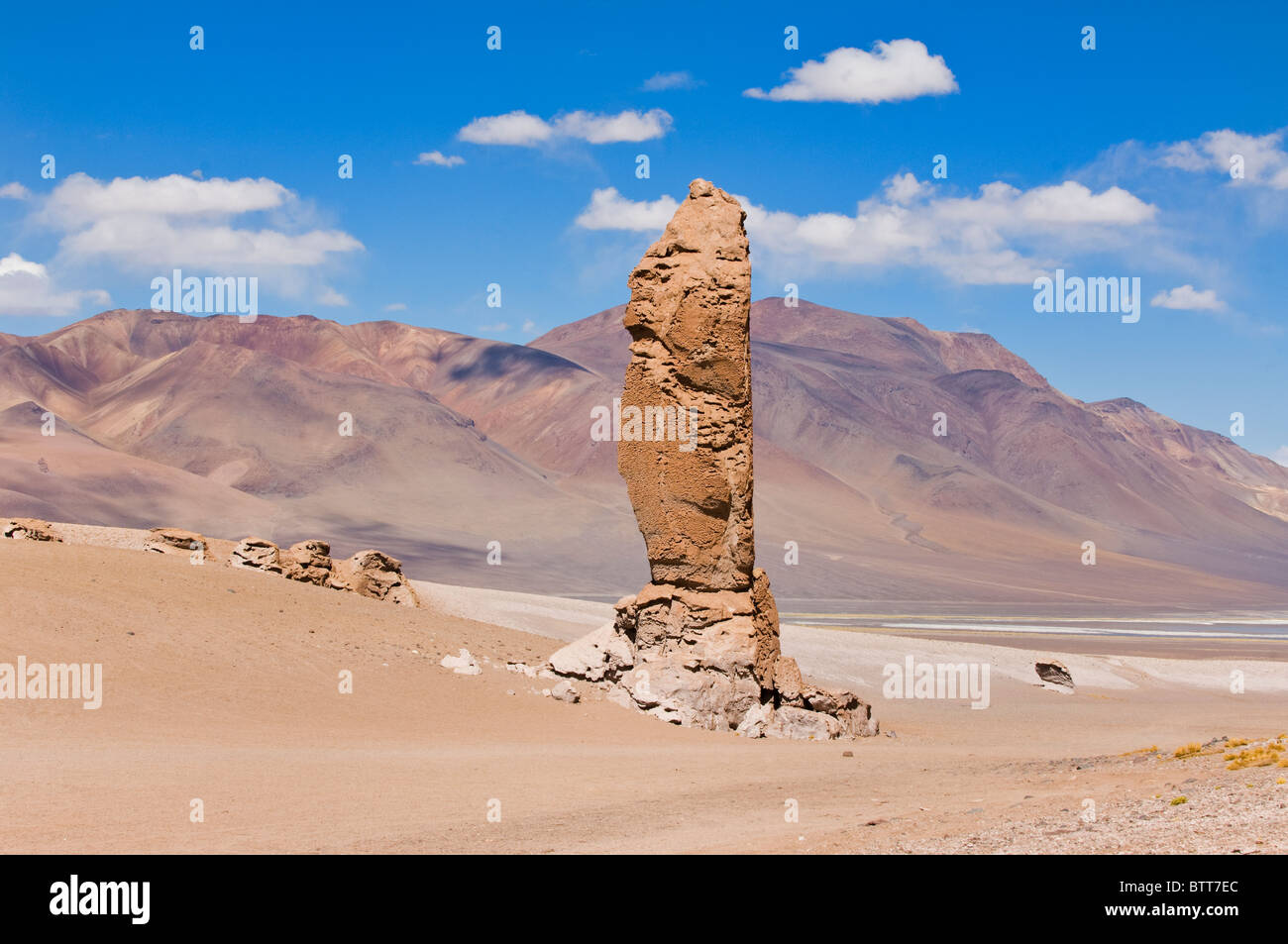 Monjes de la Pacana stone pillars (Pacana Monks), Los Flamencos National reserve, Chile Stock Photo