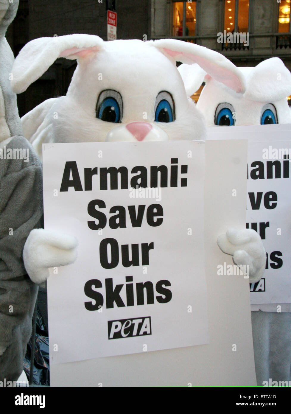 PETA Protests Use of Rabbit Fur at Armani Fifth Avenue Store Opening ...