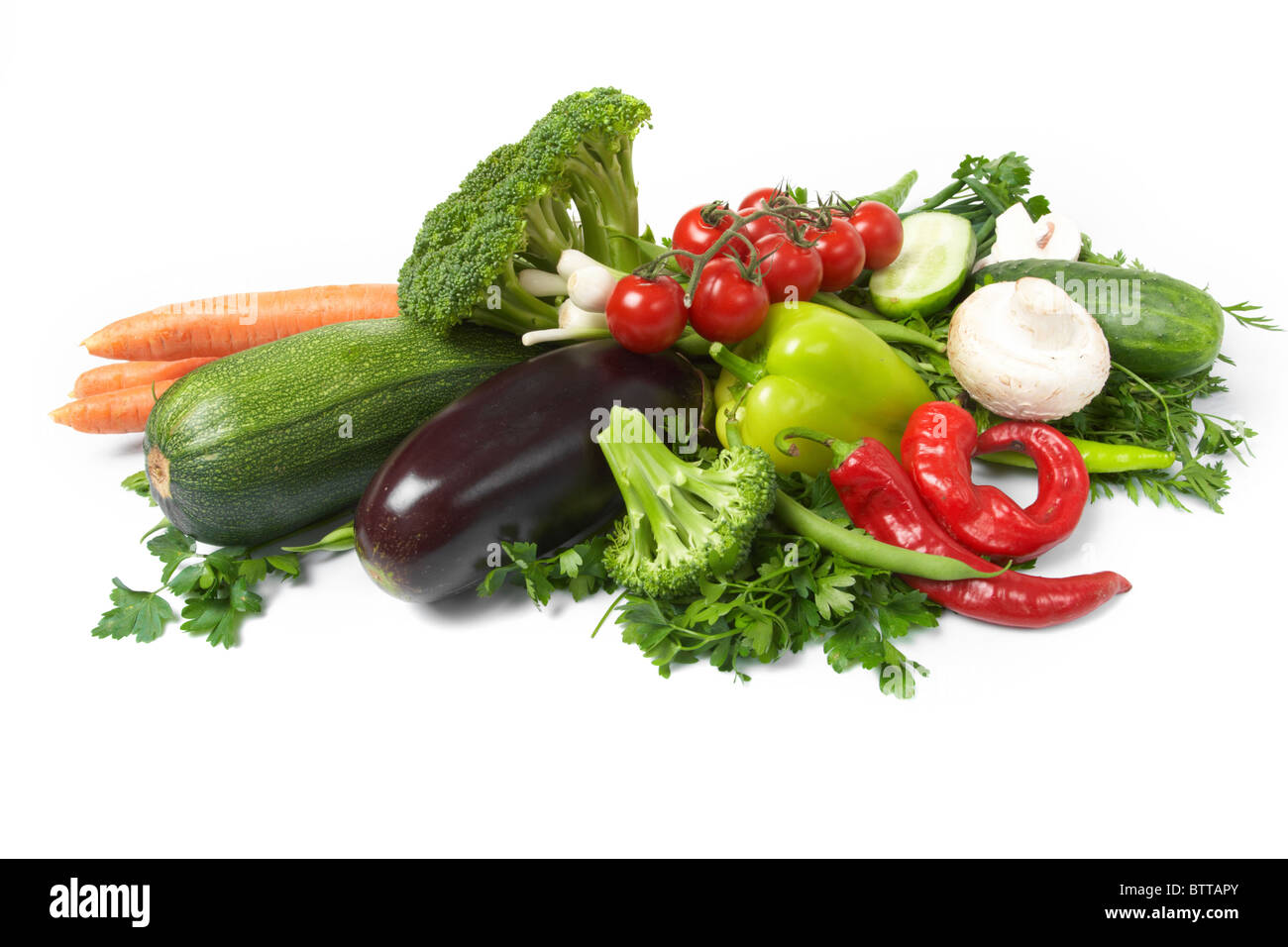 Tomato cucumber pepper vegetable plants Cut Out Stock Images & Pictures