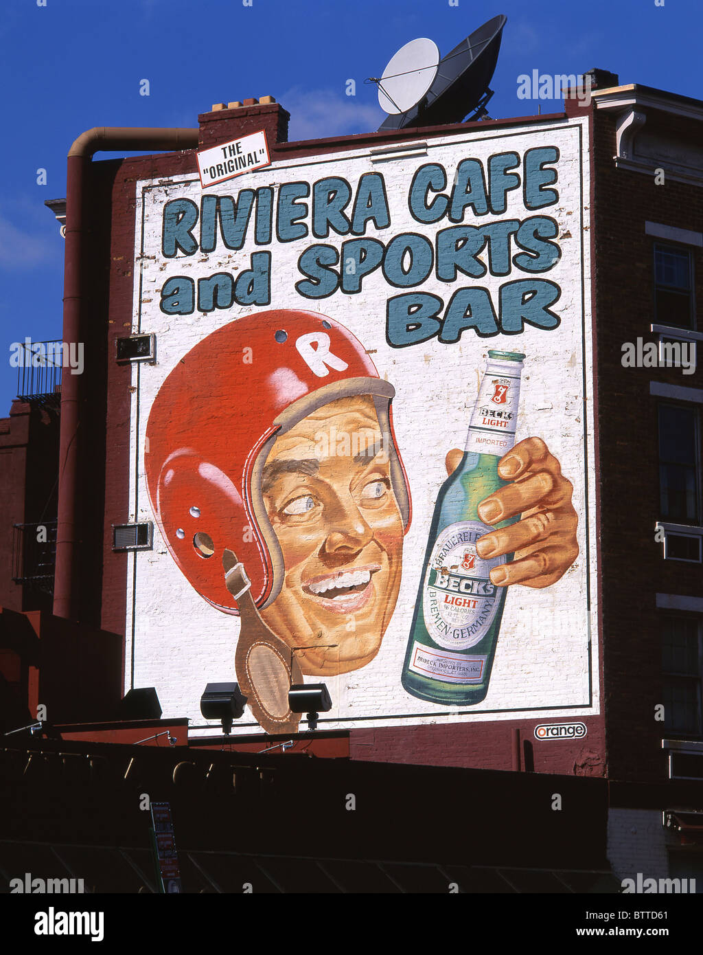 Sports bar advertising sign, Greenwich Village, Manhattan, New York, New York State, United States of America Stock Photo