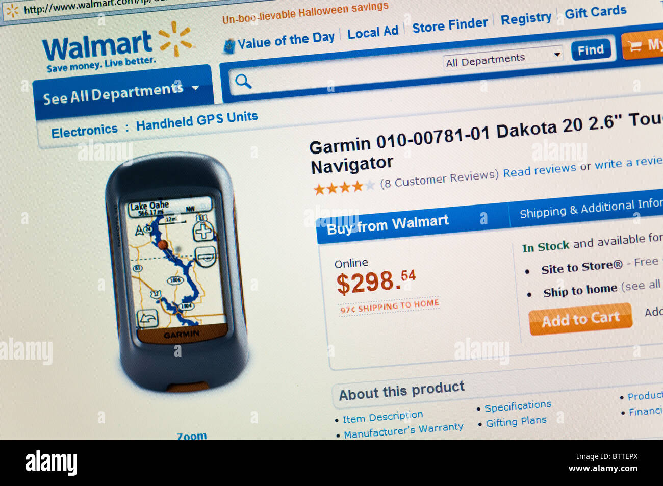GPS, Walmart Store website online Stock Photo Alamy