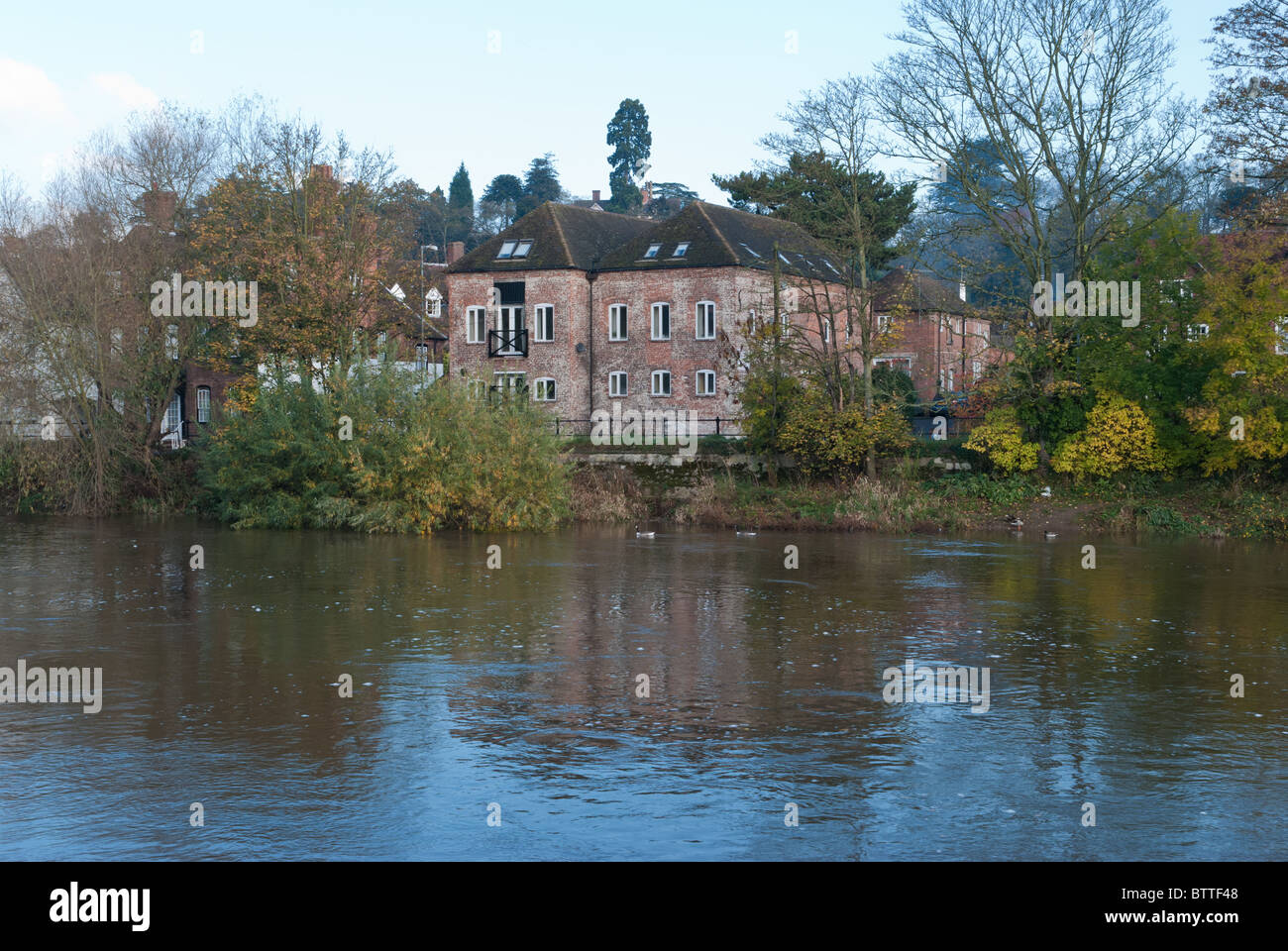Riverside houses on the River Severn in Bewdley, Worcestershire Stock