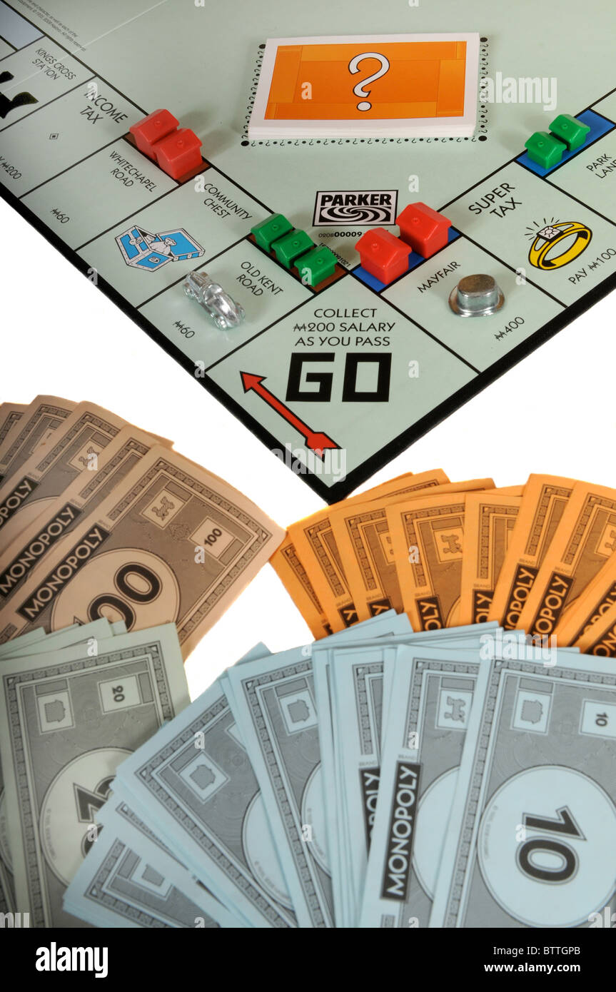 Monopoly Board and Money Stock Photo