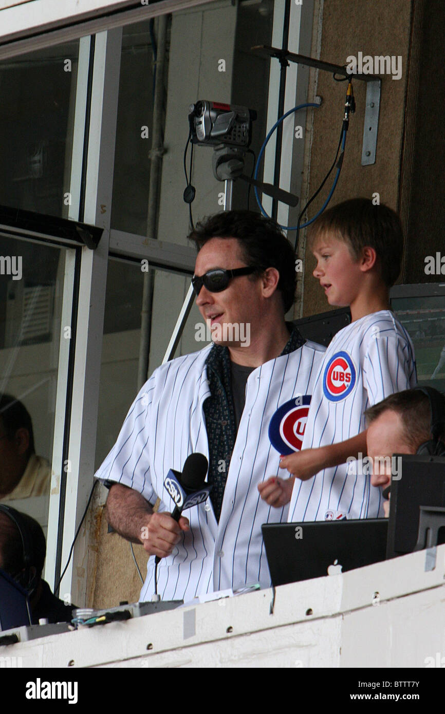 John Cusack Sings During 7th Inning Stretch at Chicago Cubs Baseball