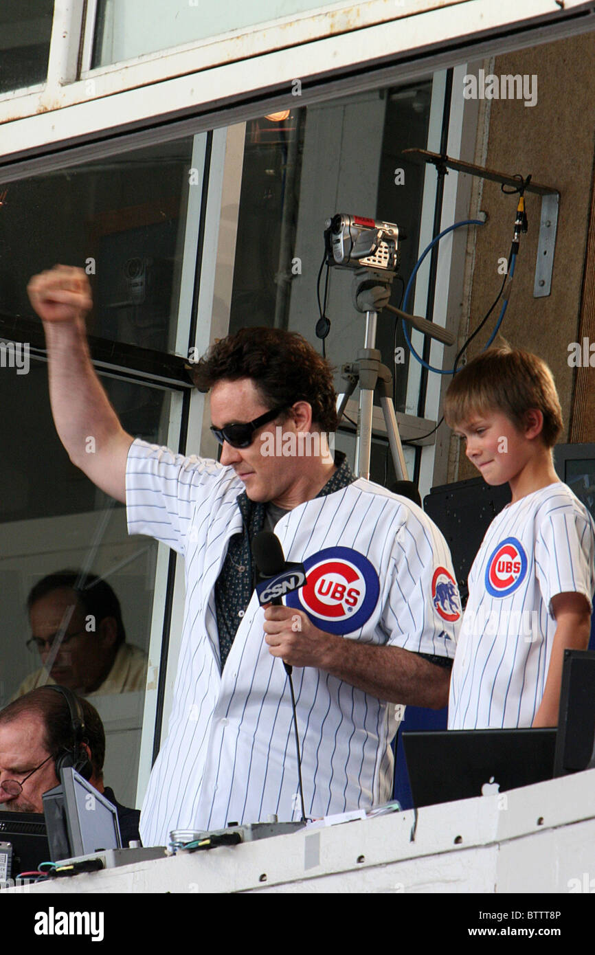 John Cusack Sings During 7th Inning Stretch at Chicago Cubs Baseball