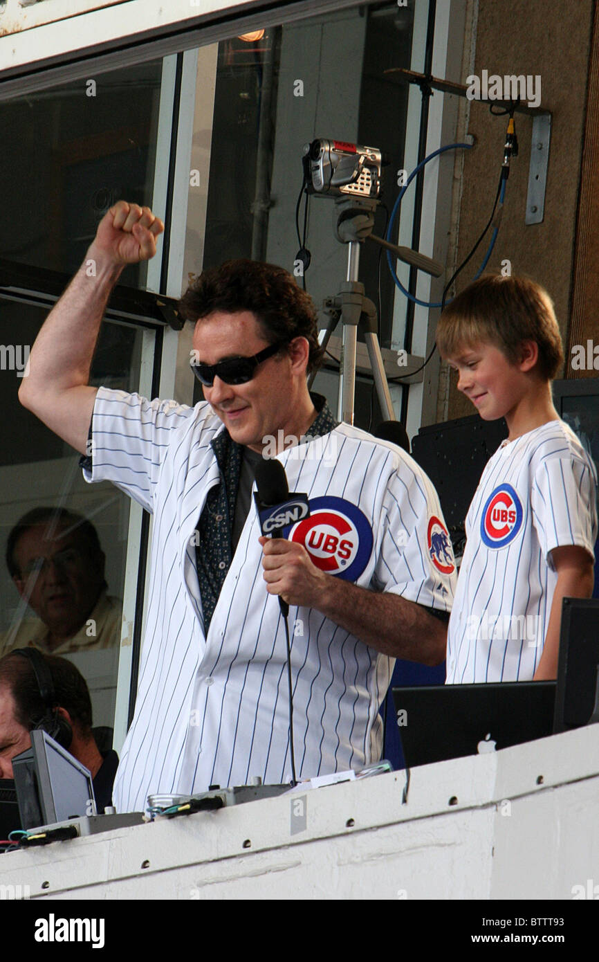 John Cusack Sings During 7th Inning Stretch at Chicago Cubs Baseball