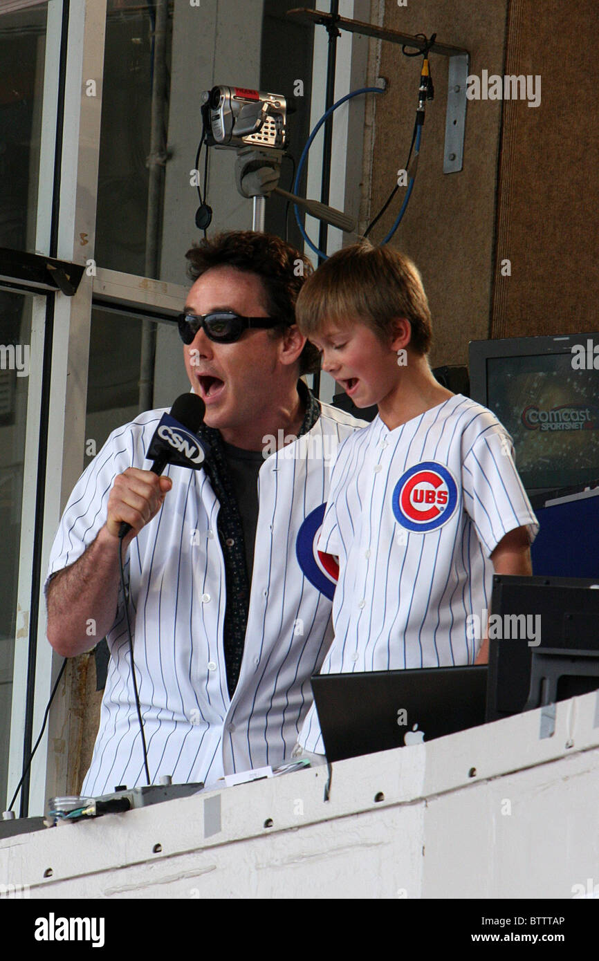 John Cusack Sings During 7th Inning Stretch at Chicago Cubs Baseball