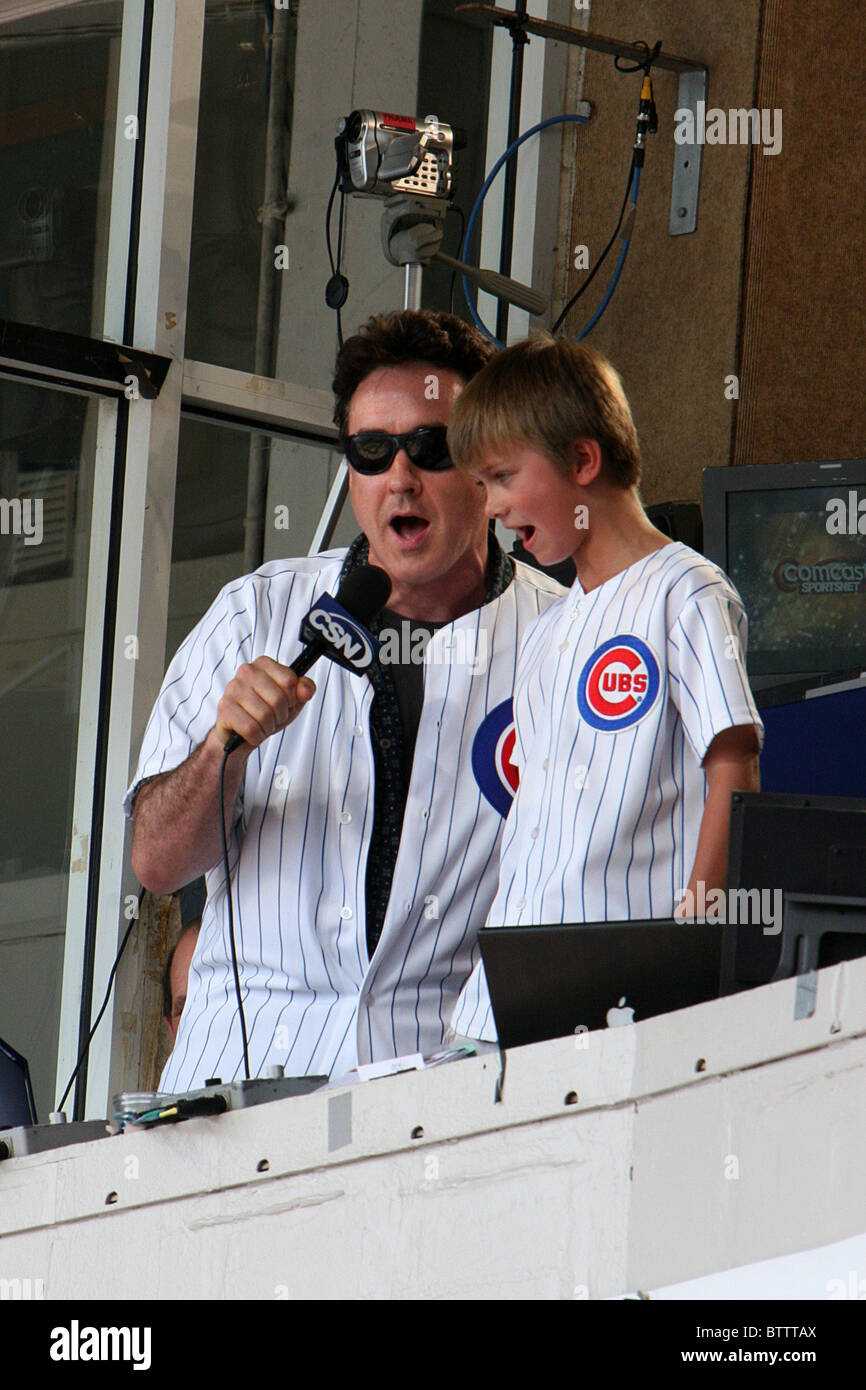 John Cusack Sings During 7th Inning Stretch at Chicago Cubs Baseball