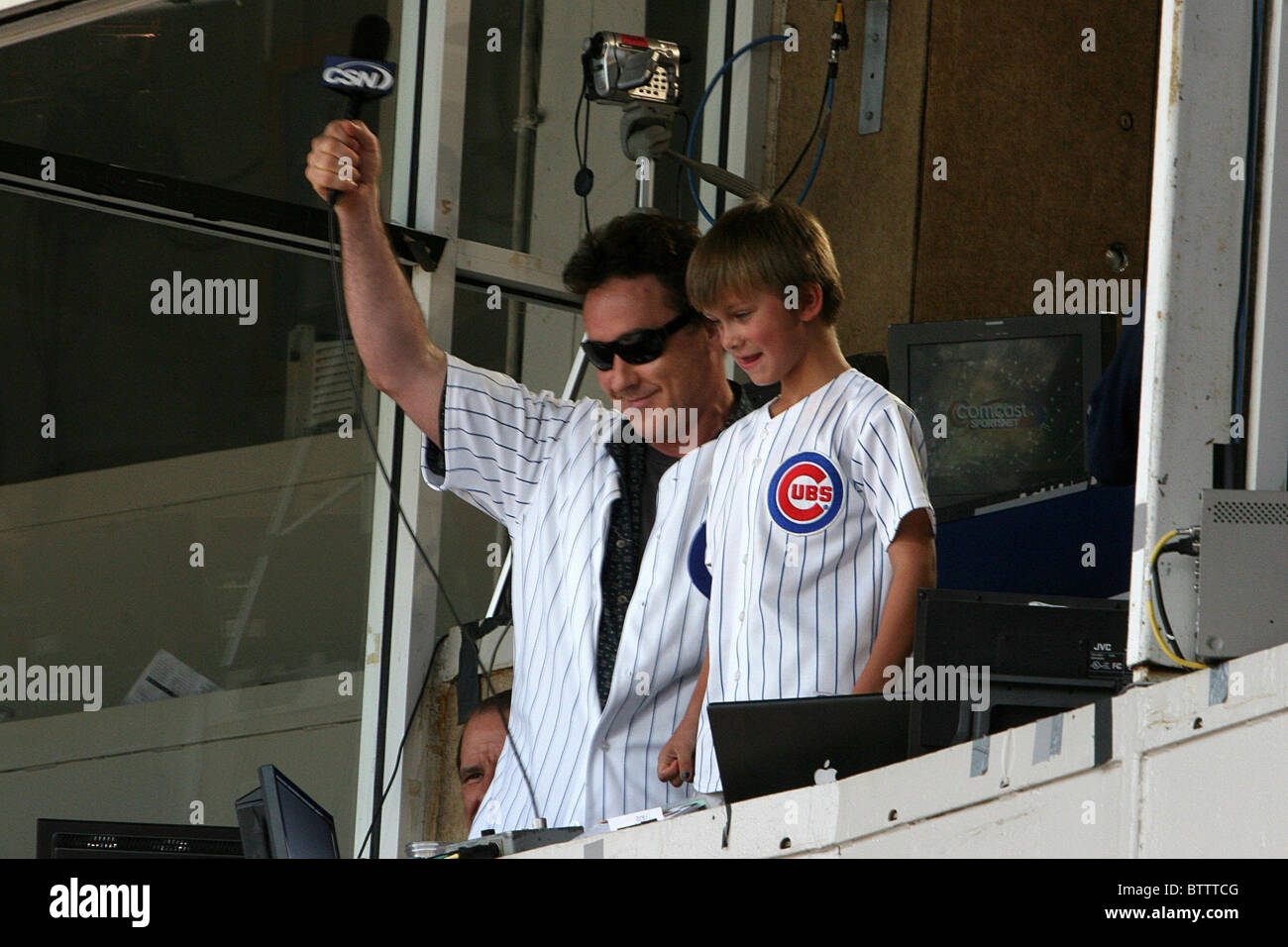 John Cusack Sings During 7th Inning Stretch at Chicago Cubs Baseball