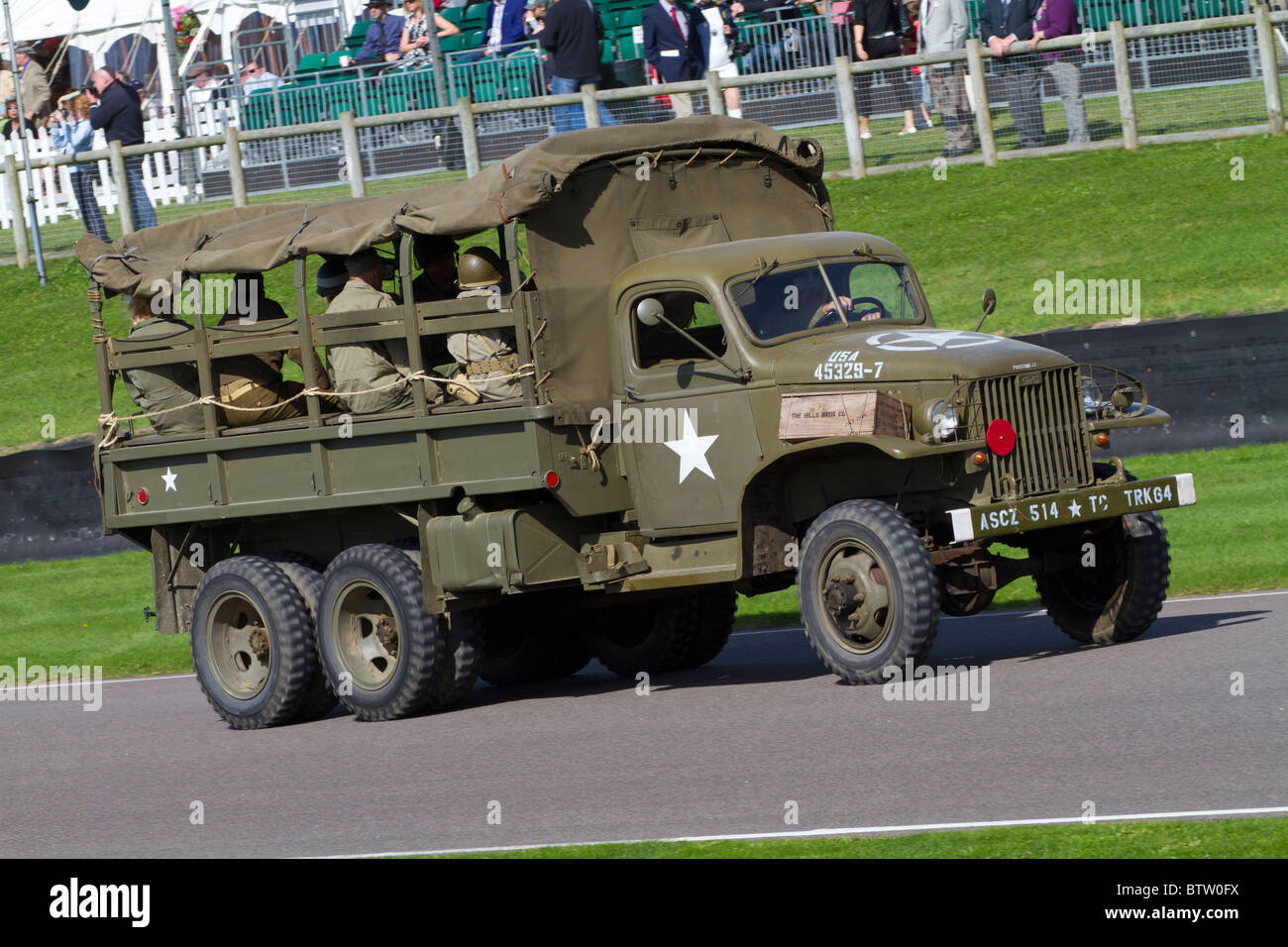1940's GMC military troop transporter on display at the 2010 Goodwood Revival, Sussex, England, UK. Stock Photo