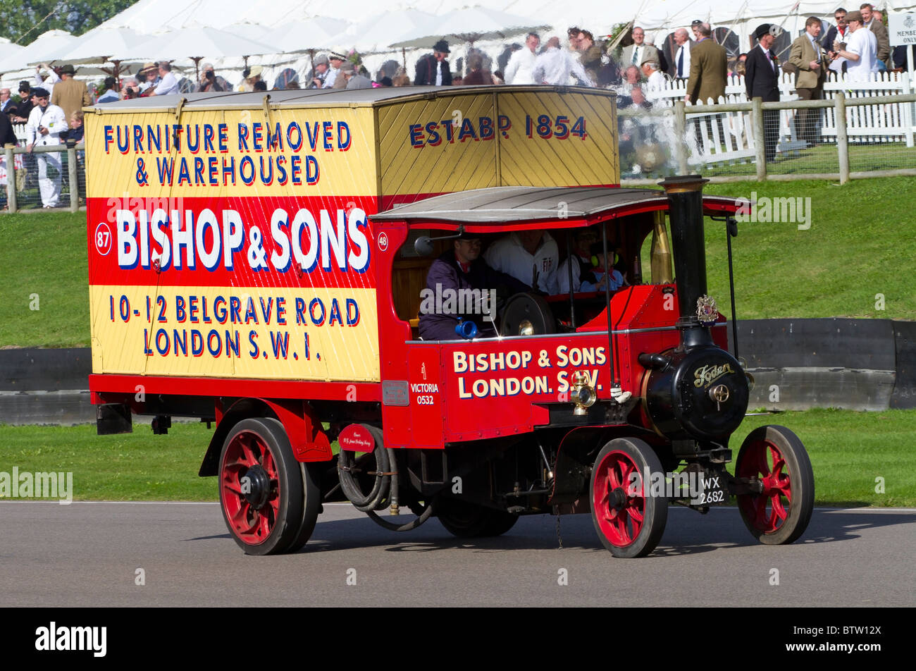 1930 Foden Type C, 5 ton steam lorry in the livery of Bishop & Sons at the 2010 Goodwood Revival, Sussex, England, UK. Stock Photo