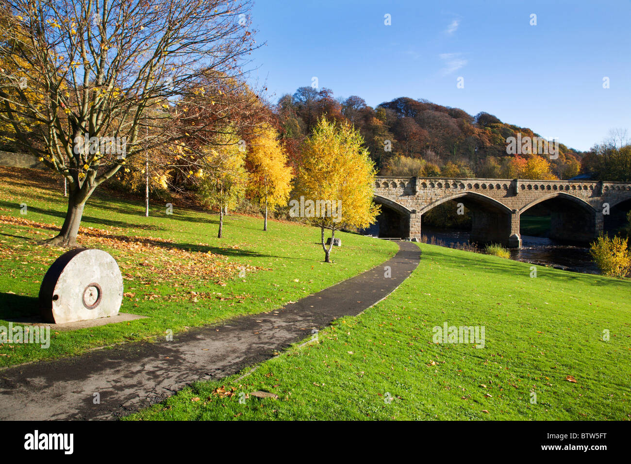 Station Bridge from The Batts Richmond North Yorkshire England Stock