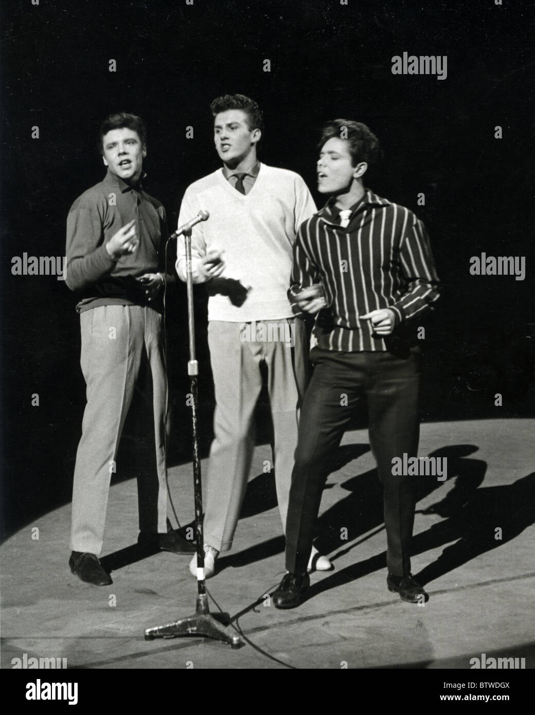 OH BOY ! ABC UK TV show in 1958 with from left Marty Wilde, Vince Eager and Cliff Richard Stock Photo