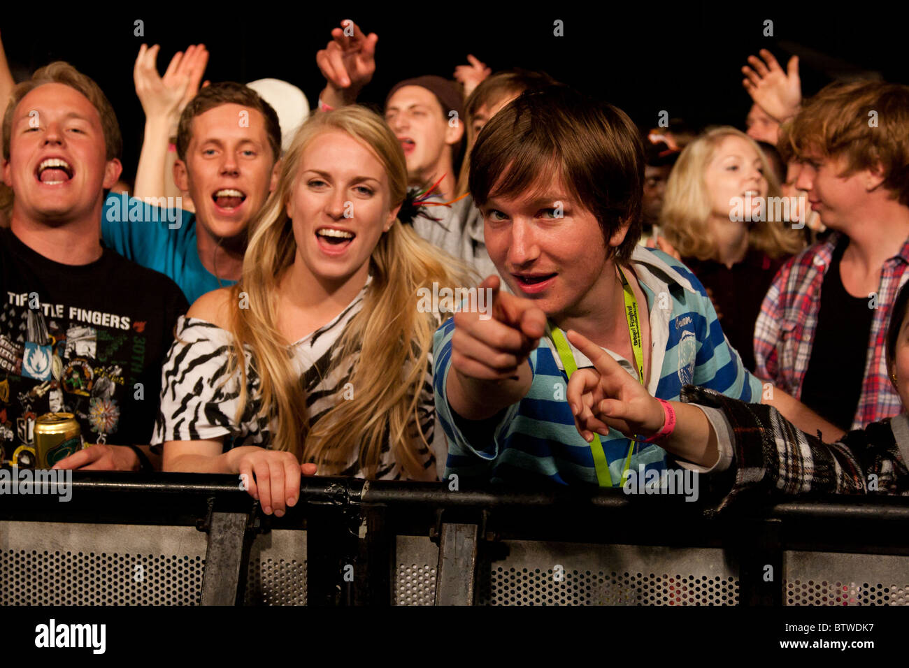 Enthusiastic audience at a Pop Festival Stock Photo - Alamy