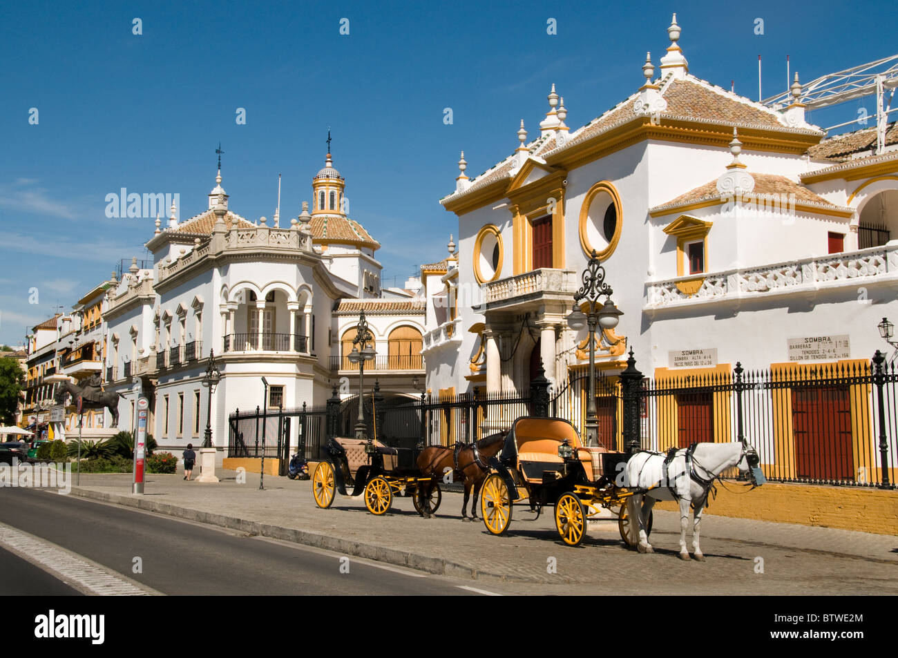 The Plaza de Toros de la Real Maestranza de Caballería de Sevilla is the oldest bullring in Spain  Andalusia Stock Photo