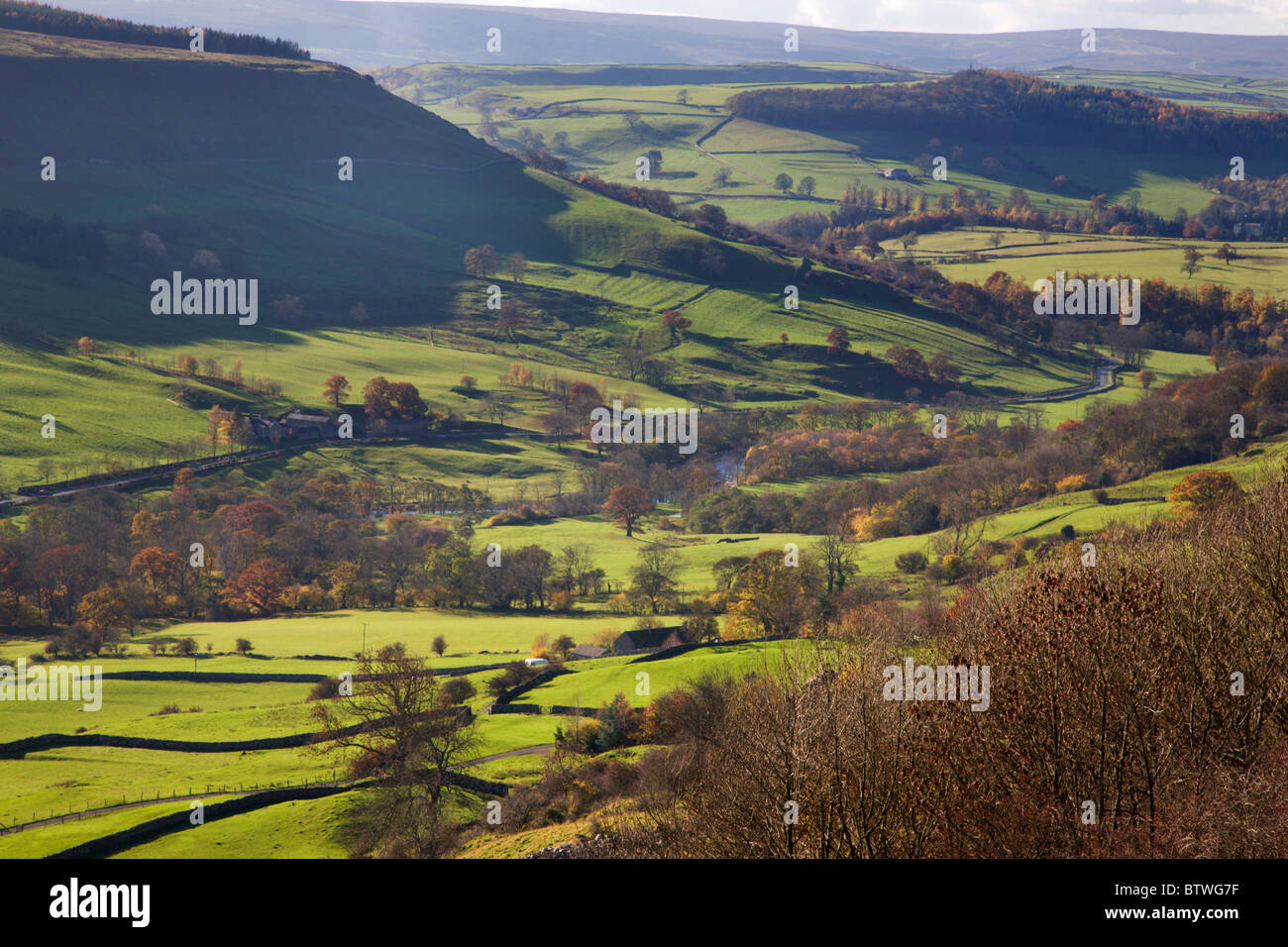 View of Swaledale from Willances Leap Richmond North Yorkshire England Stock Photo